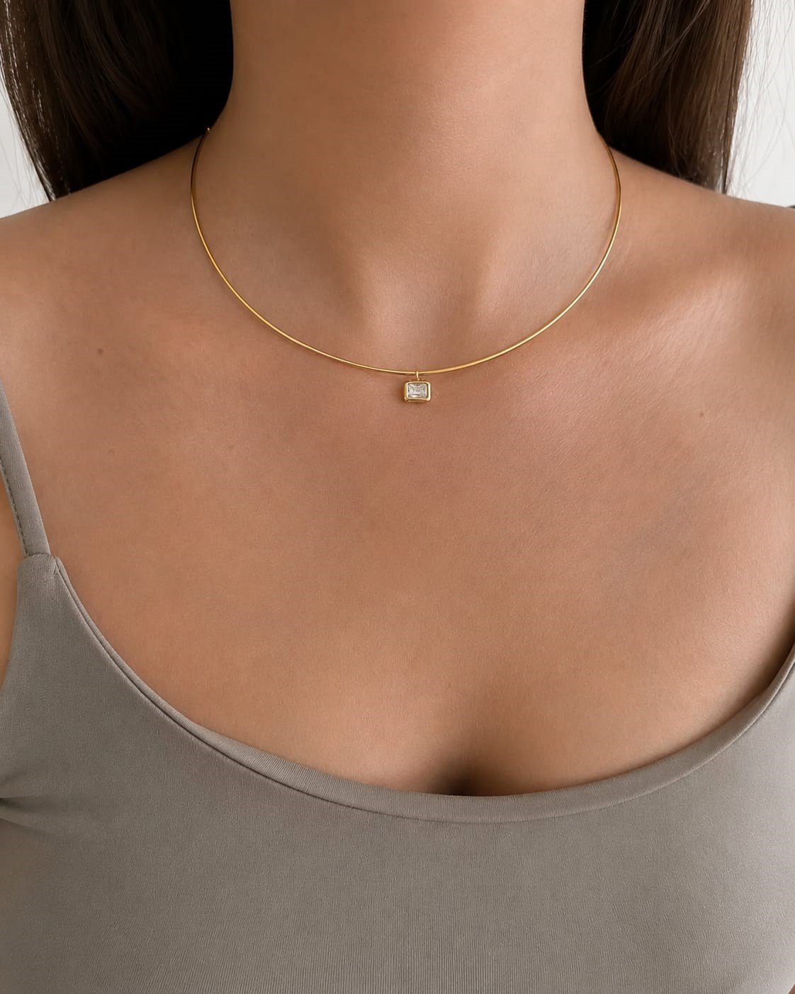 Özel Seri Markiz Kare Taşlı Choker Kolye