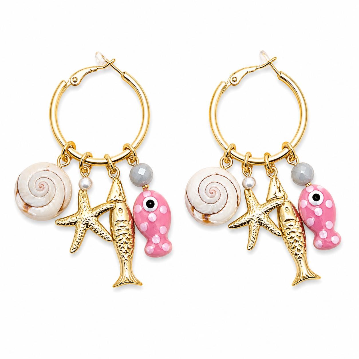 Özel Seri Pembe Şans Balığı Charm Küpe