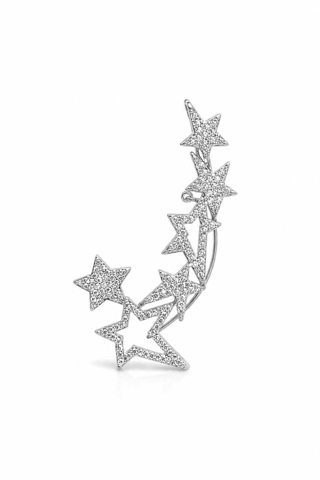 Özel Seri Yıldız Detaylı Taşlı Kıkırdak Küpe – Silver