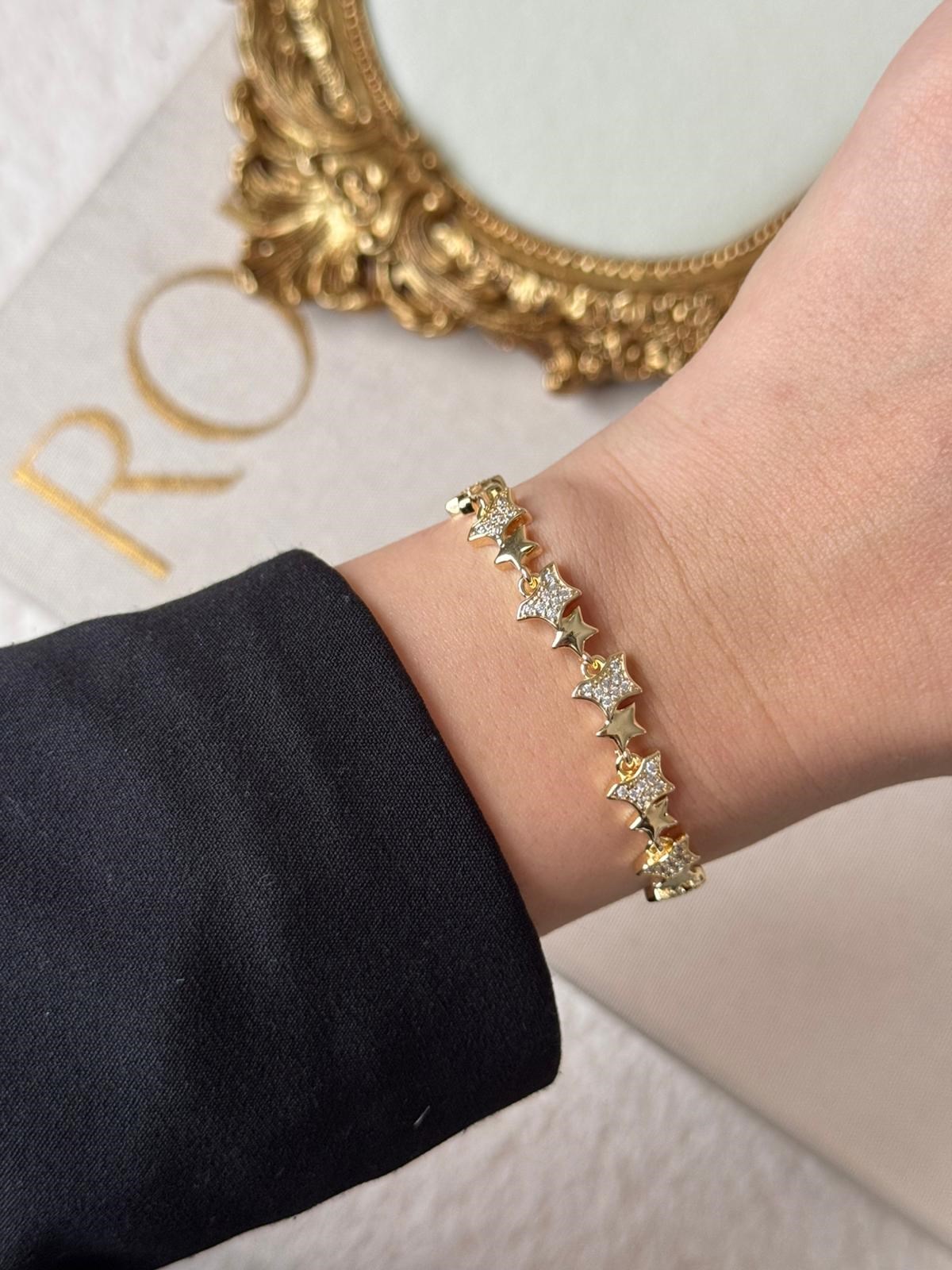 Özel Seri Yıldızlı Zirkon Gold Bileklik