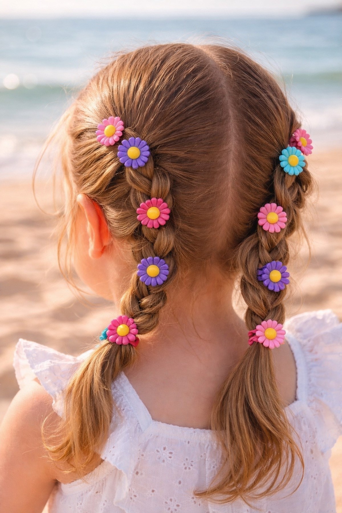 Papatya Model Mandal Toka Mini Saç Tokası Beyaz Sarı Çiçek Toka 1 Adet