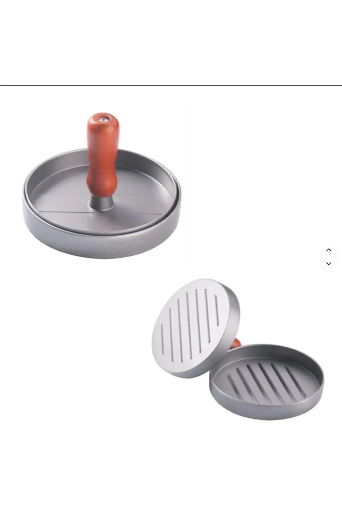 Paslanmaz Hamburger Köfte Presi – Ahşap Saplı Metal Burger Kalıbı