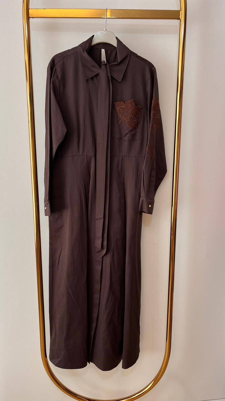 PEARLY Cep Nakışlı Poplin Elbise