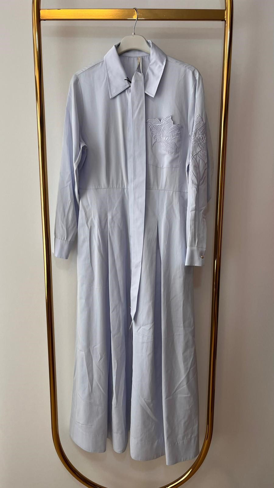 PEARLY Cep Nakışlı Poplin Elbise
