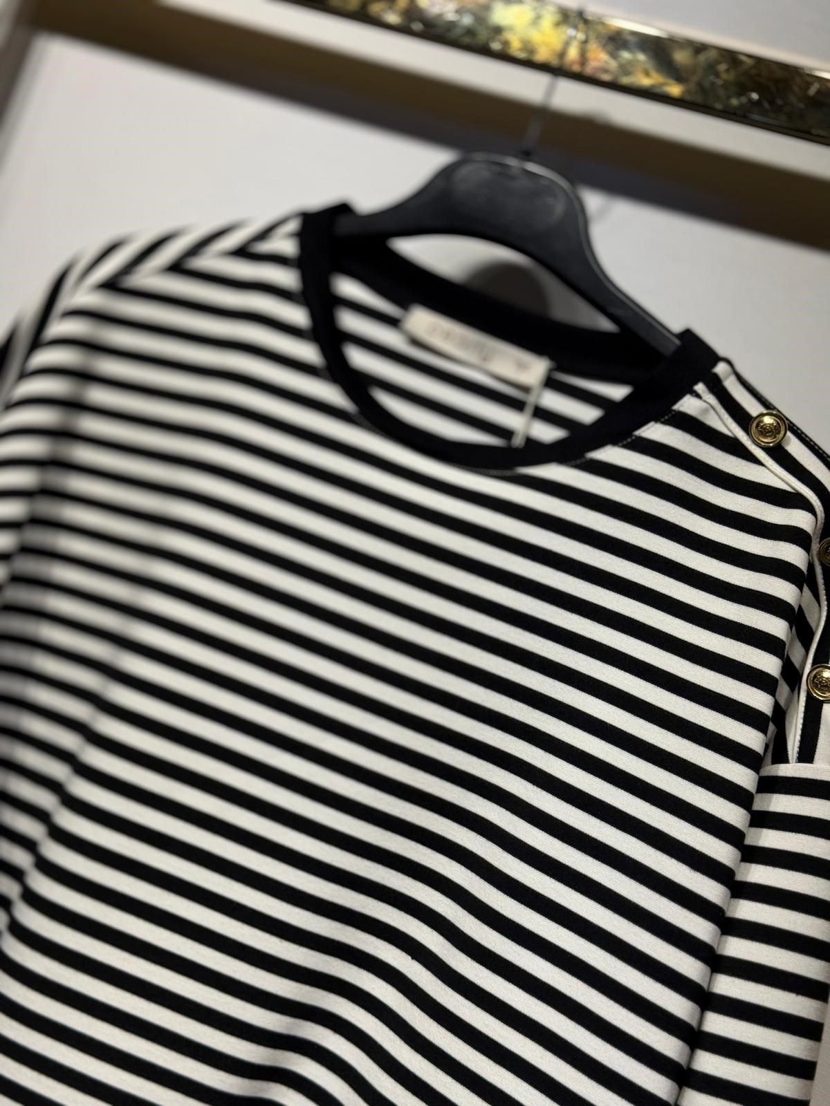 PEARLY Gold Apolet Detaylı Çizgili Basic Tunik