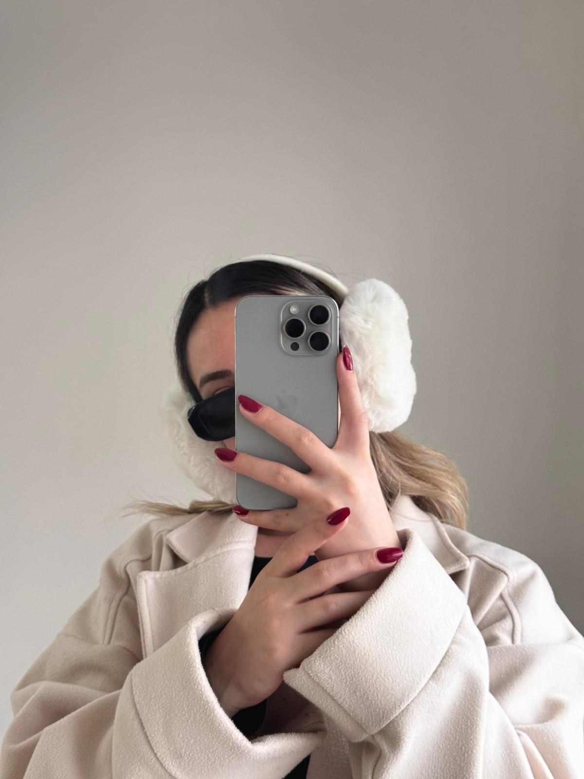 Peluş Kulaklık Beyaz