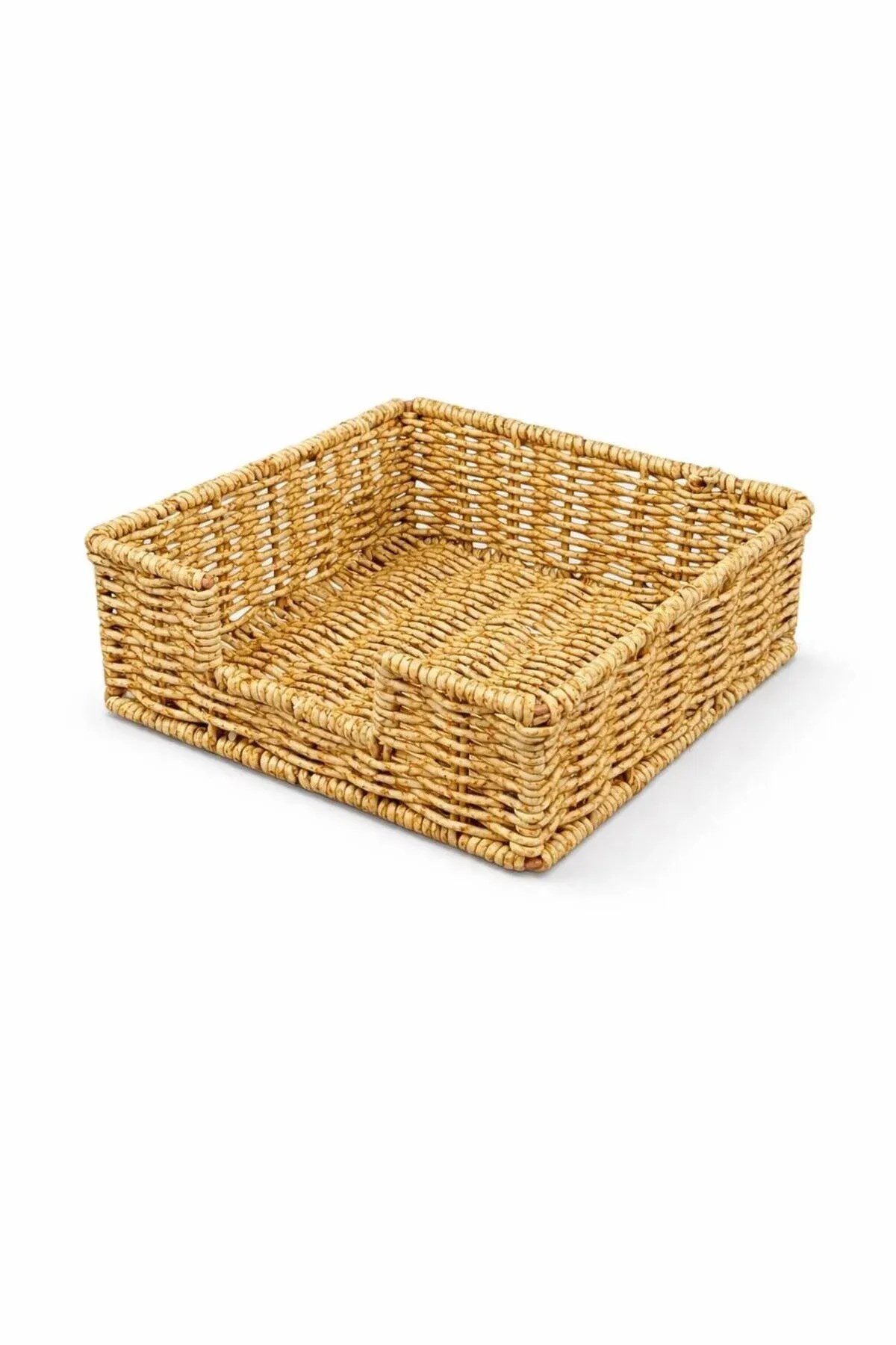 Rattan Kare Peçetelik 18x18 cm – El Örgüsü Organizer Sepet