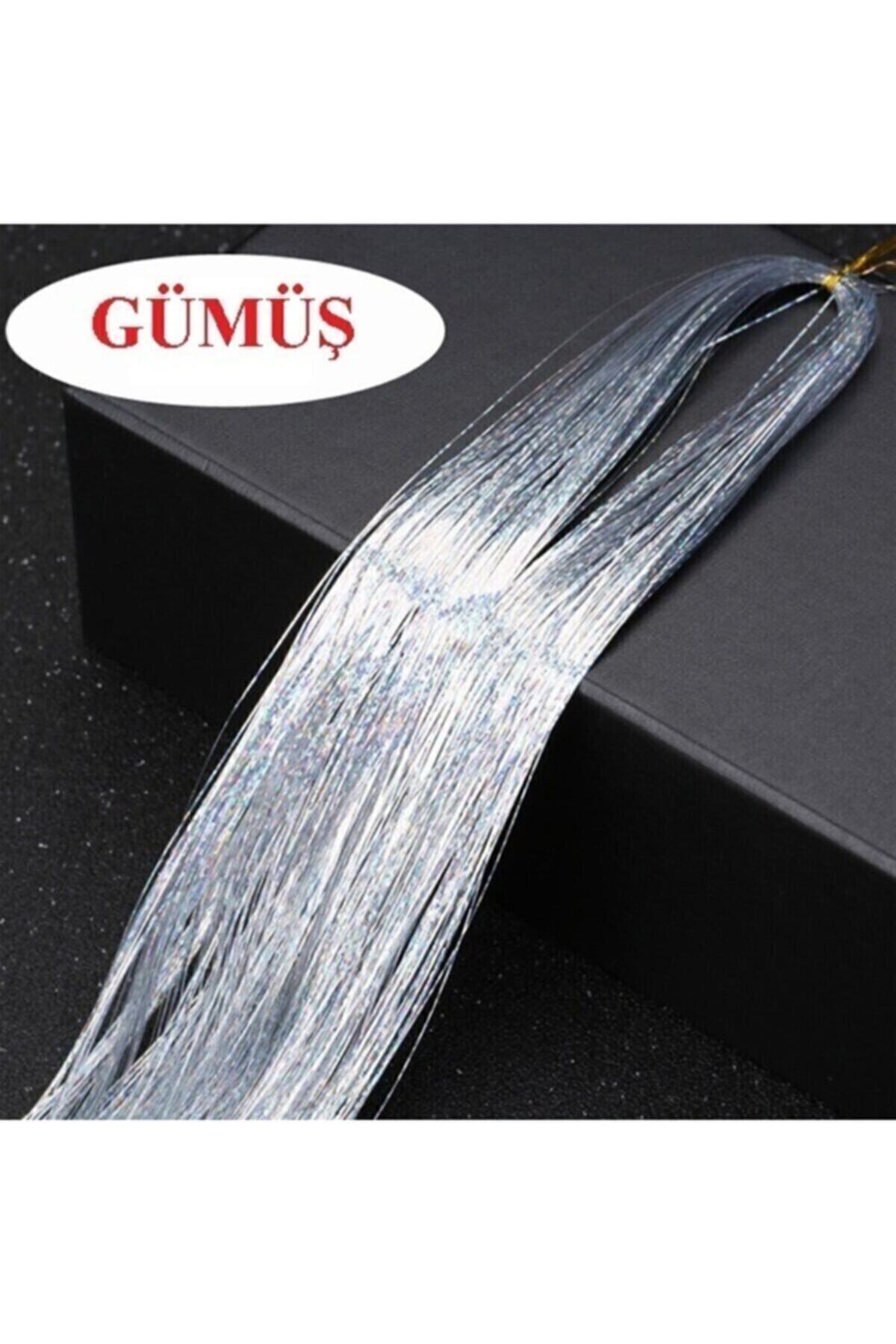 Saç Simi Gümüş - Saça Pratik Bağlanan Hair Tinsel 110-120 Cm Uzunluğunda