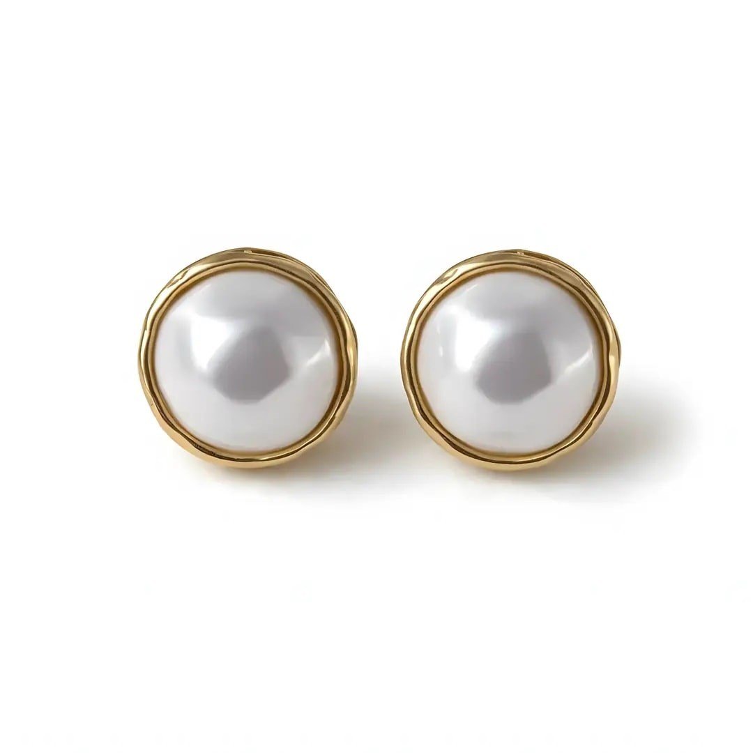 Sedef Yuvarlak Gold Küpe