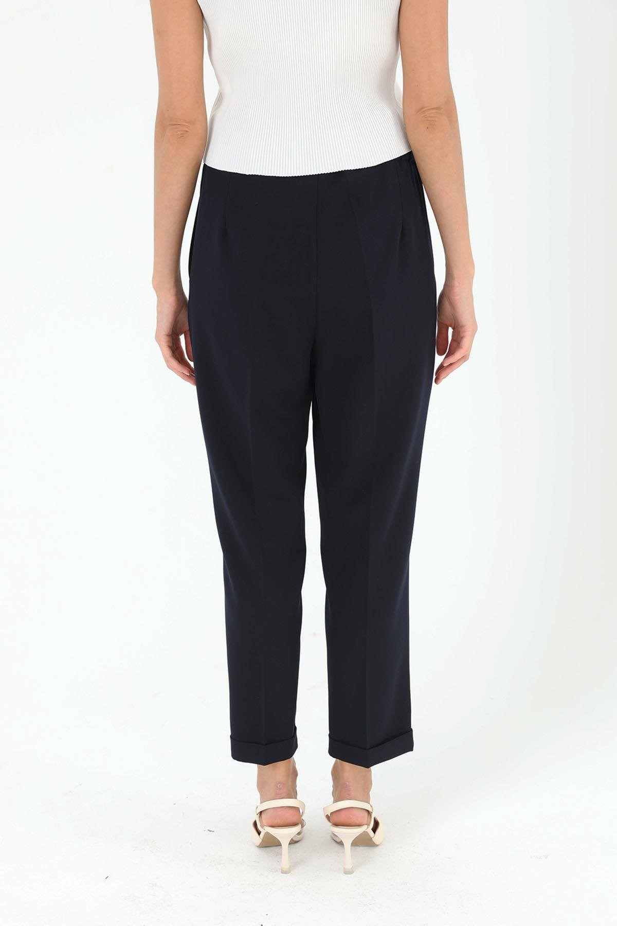 SENTEZ BELİ LASTİKLİ İNCE DUBLE PAÇA PANTOLON