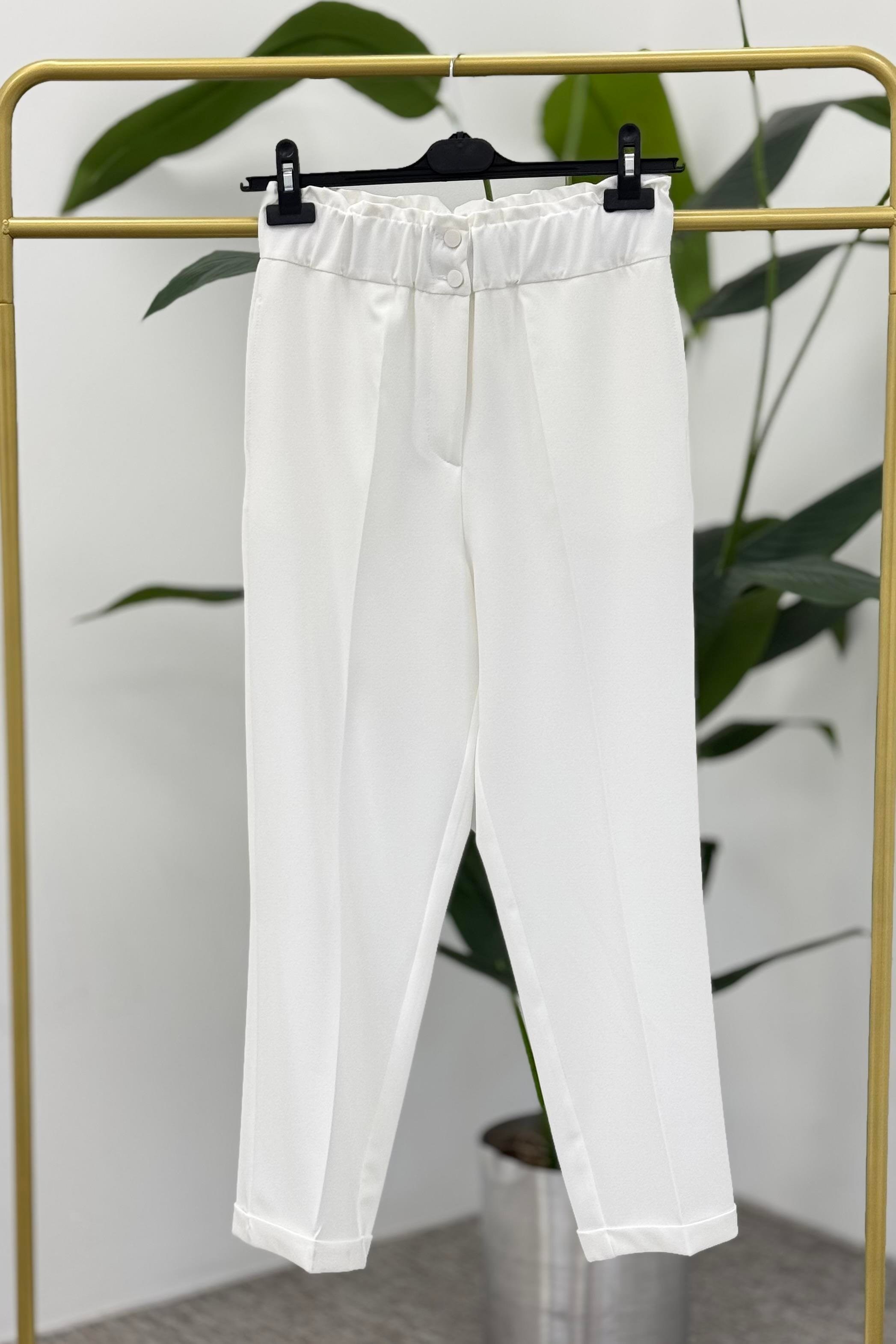 SENTEZ BELİ LASTİKLİ İNCE DUBLE PAÇA PANTOLON
