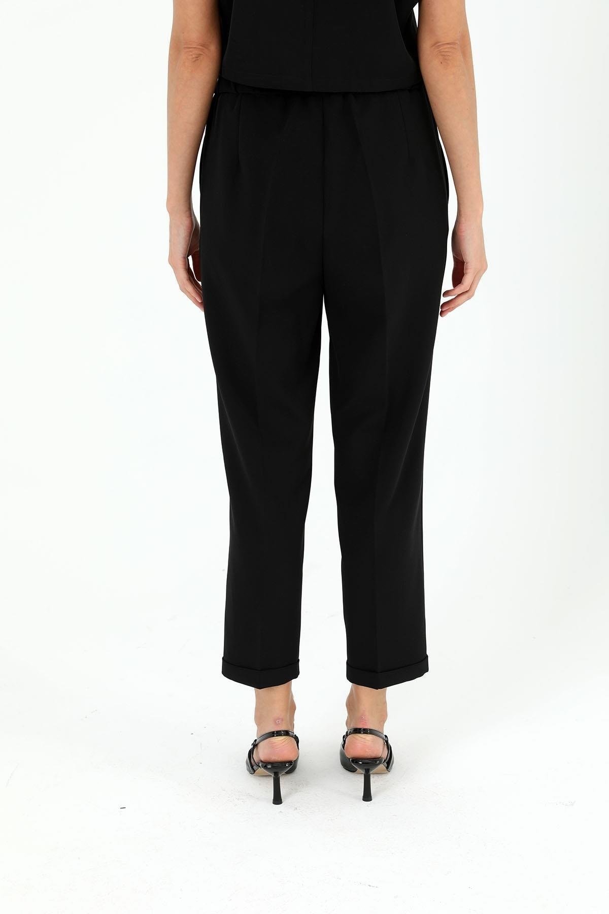 SENTEZ BELİ LASTİKLİ İNCE DUBLE PAÇA PANTOLON