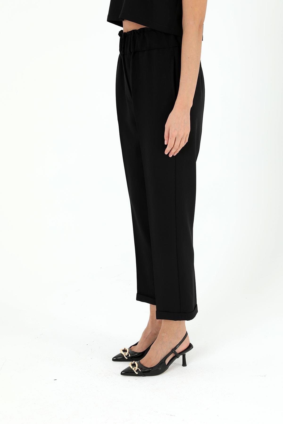 SENTEZ BELİ LASTİKLİ İNCE DUBLE PAÇA PANTOLON