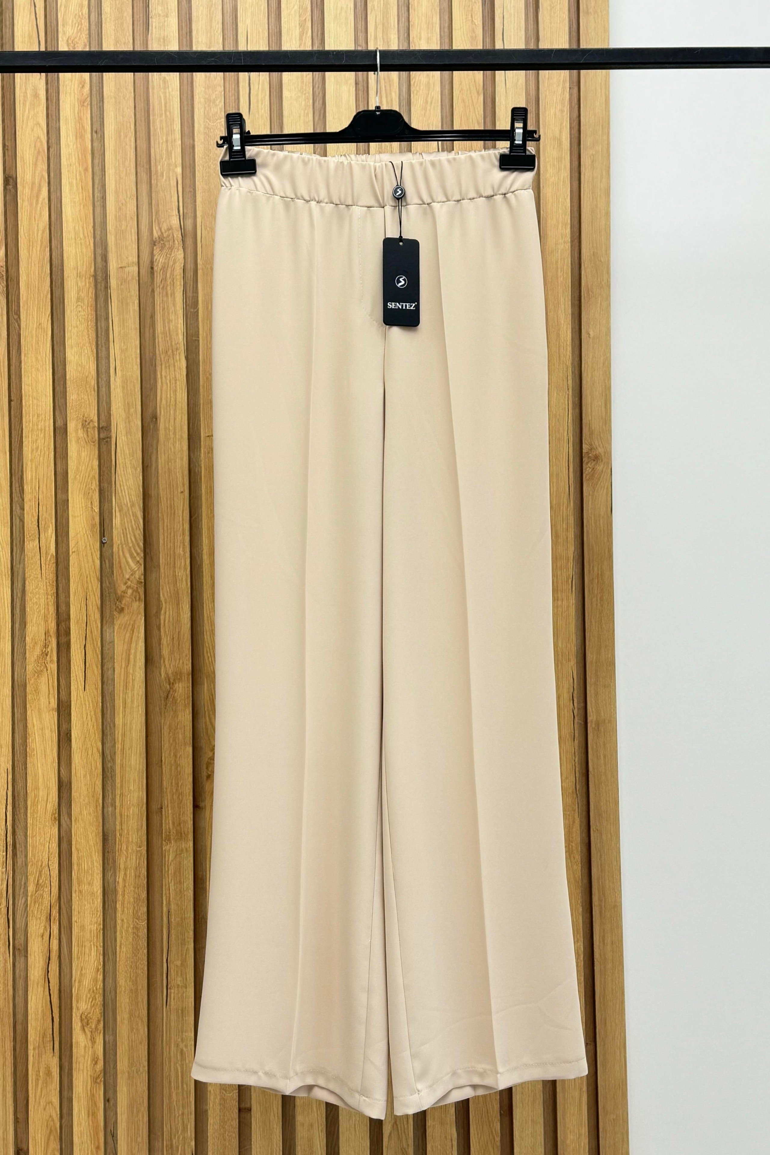SENTEZ DIŞTAN KEMERLİ GENİŞ PAÇA PANTOLON