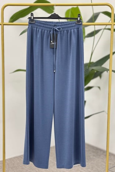 SENTEZ Yanı Nervürlü Geniş Paça Bambu Pantolon