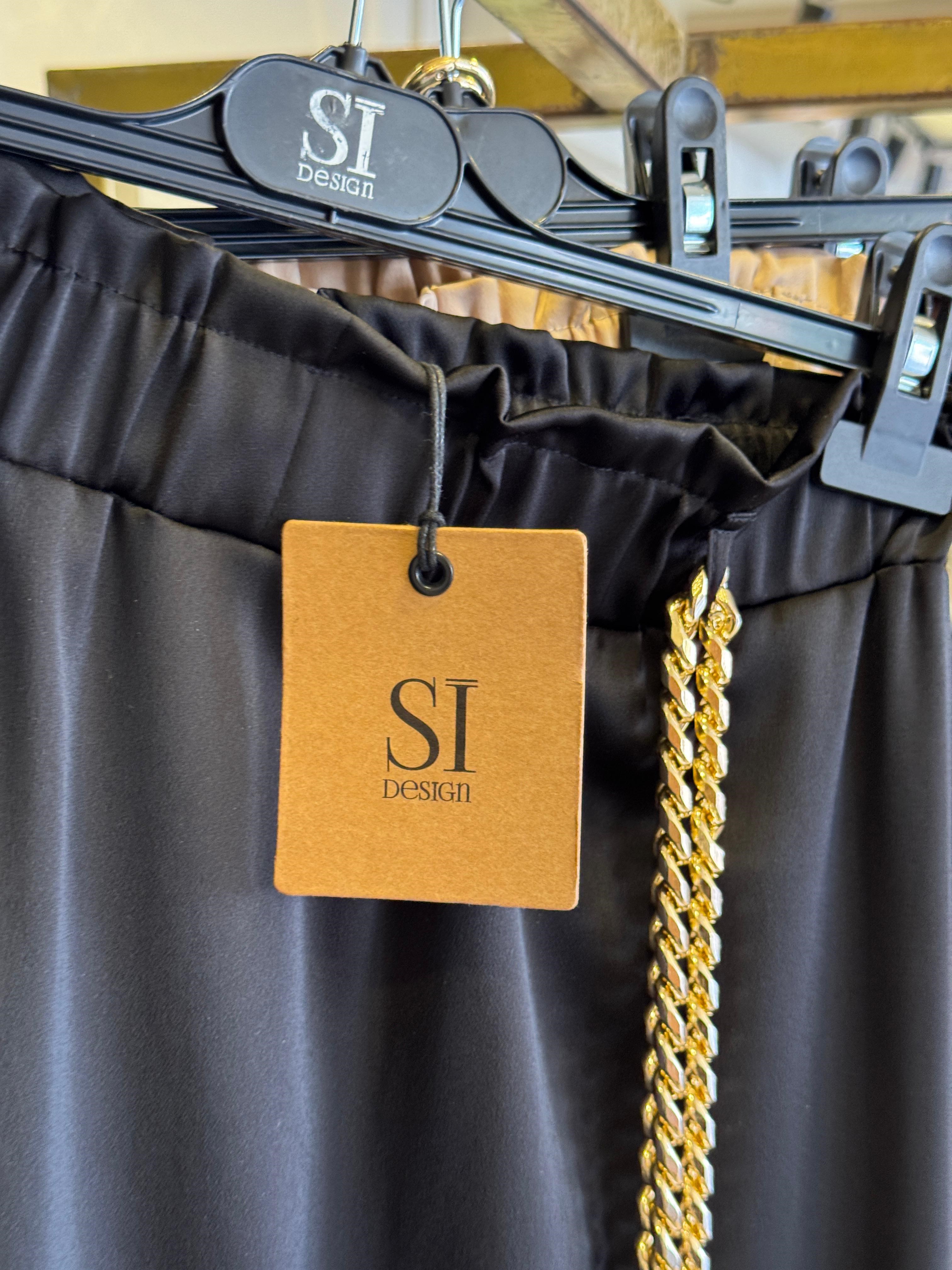 Sİ Design 31120 Gold Zincir Kemer Detaylı Beli Lastikli Etek