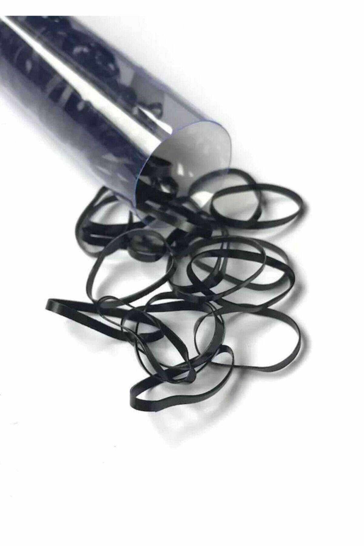 Siyah Büyük Boy Tüp Saç Örgü Lastiği Renkli Perma Lastik Ince Ve Küçük.