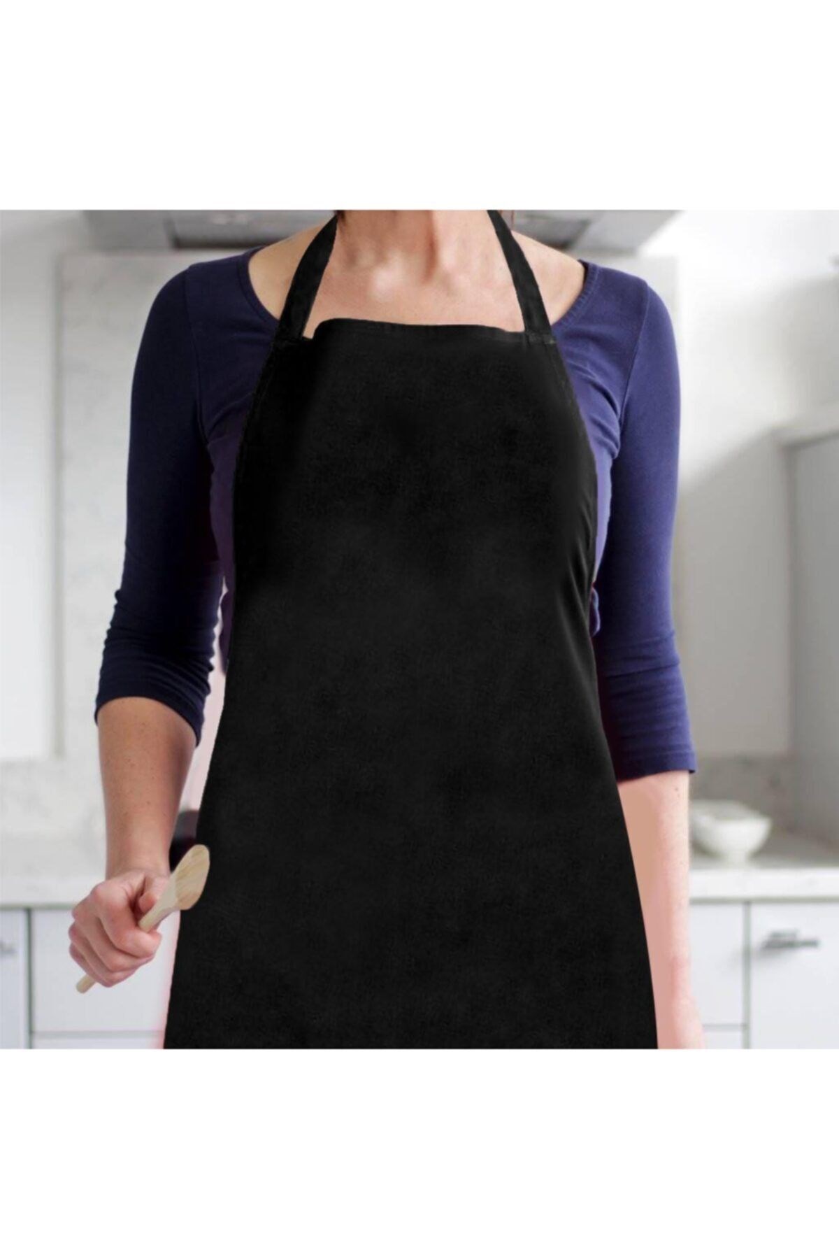 Siyah Önlük Chef Aşçı Şef Mutfak Önlüğü