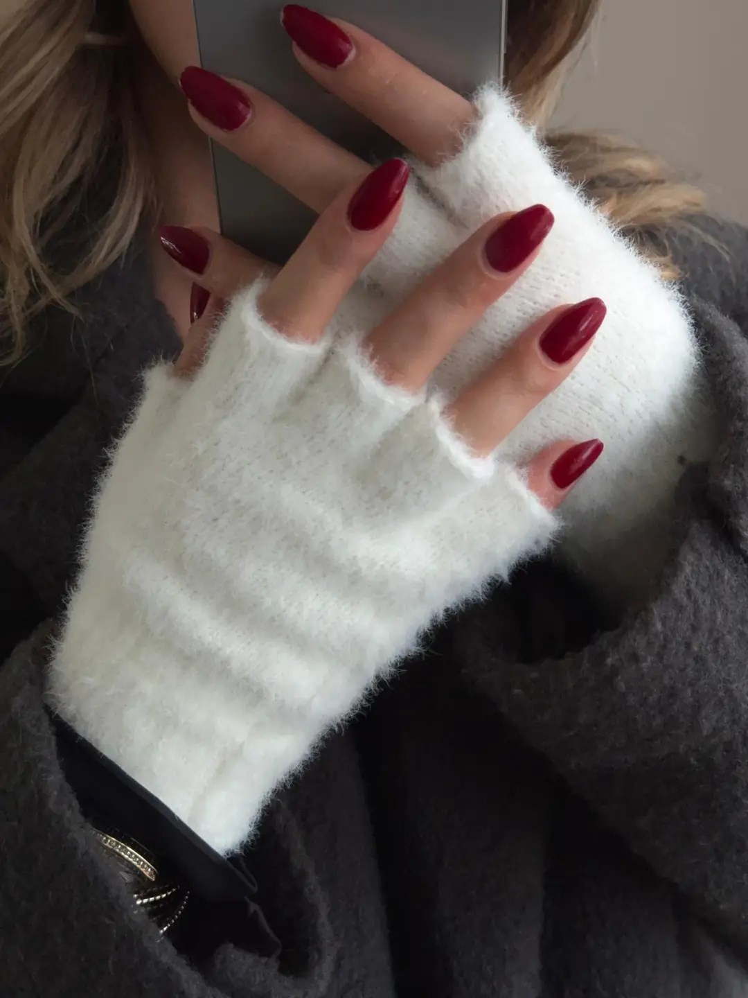 Soft Touch Kesik Eldiven Bordo