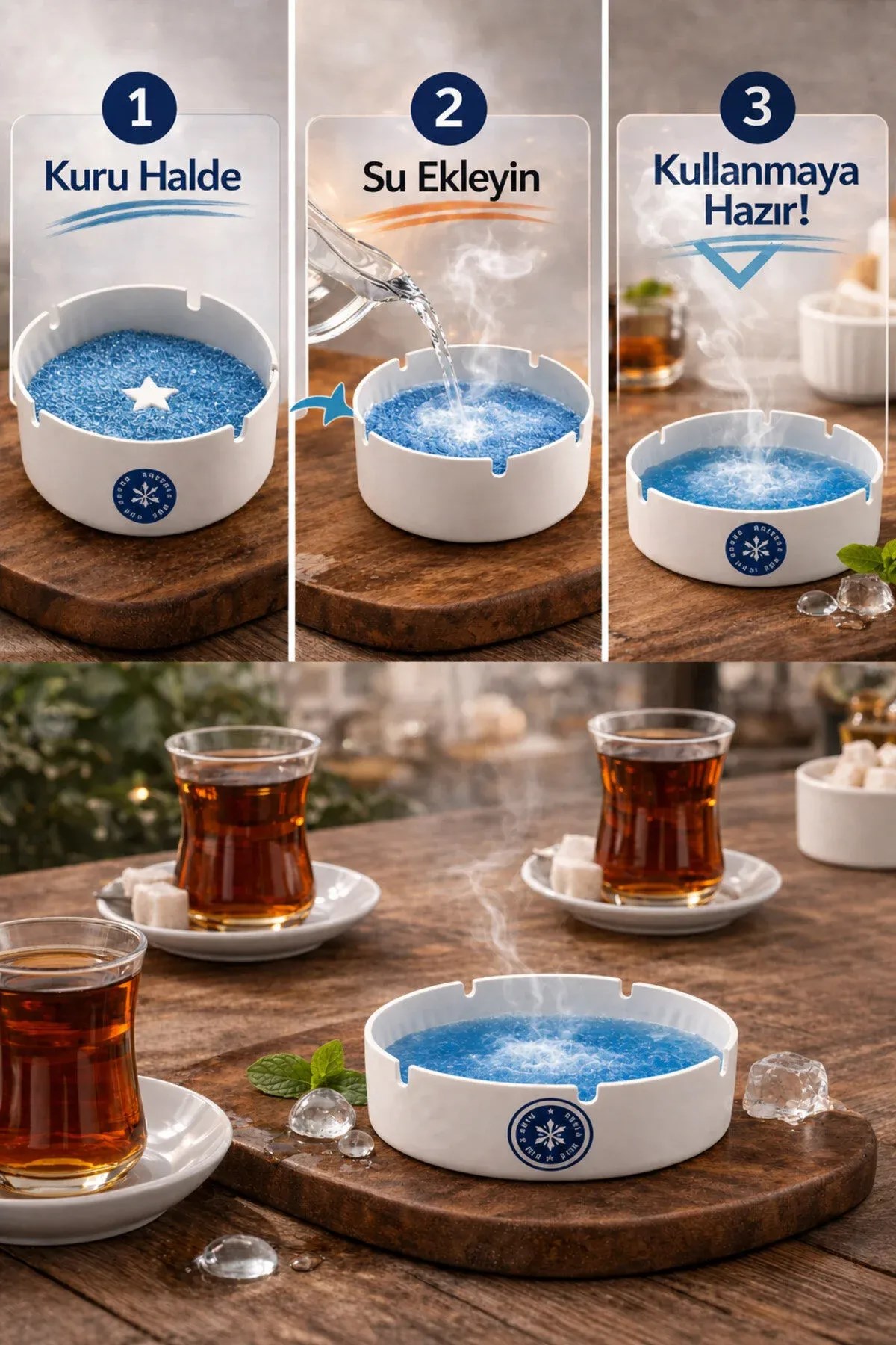 Su ile Aktifleşen Tek Kullanımlık Jel Küllük