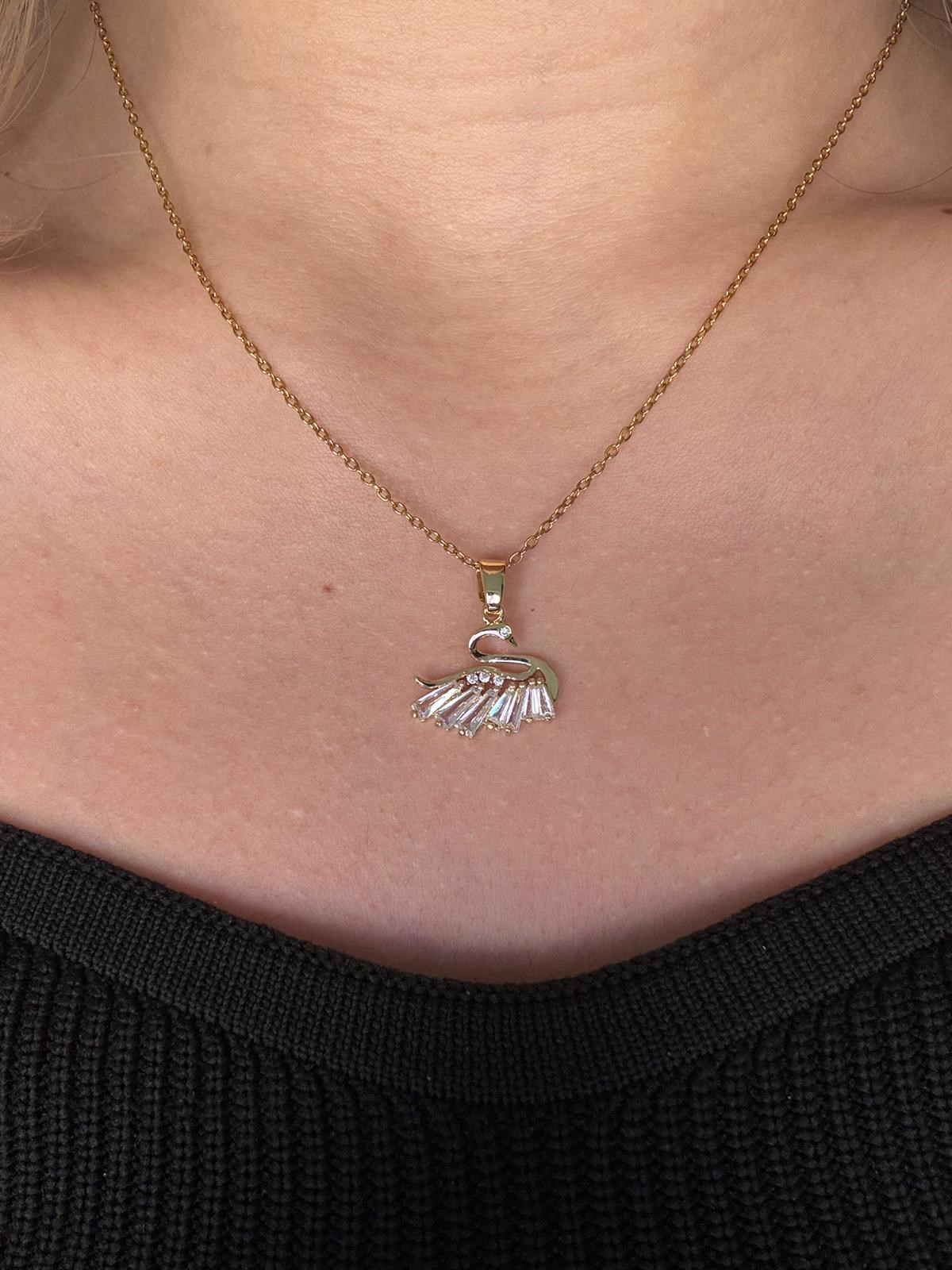 Swan Kuğu Kolye Gold