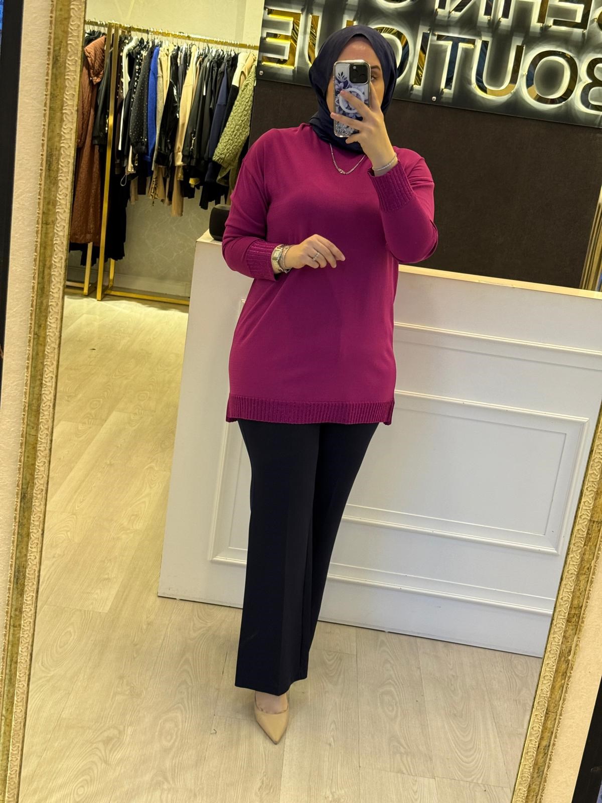 TIĞ TRİKO Etek Ucu Simli Triko Tunik