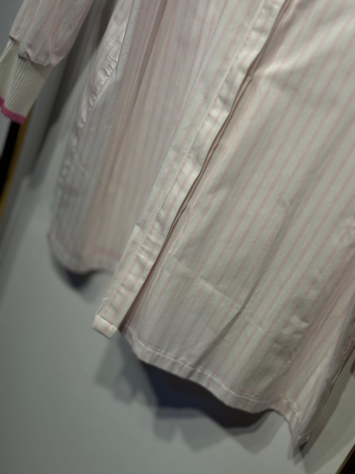 TIĞ TRİKO Triko Ribana Detaylı Nakışlı Çizgili Poplin Gömlek
