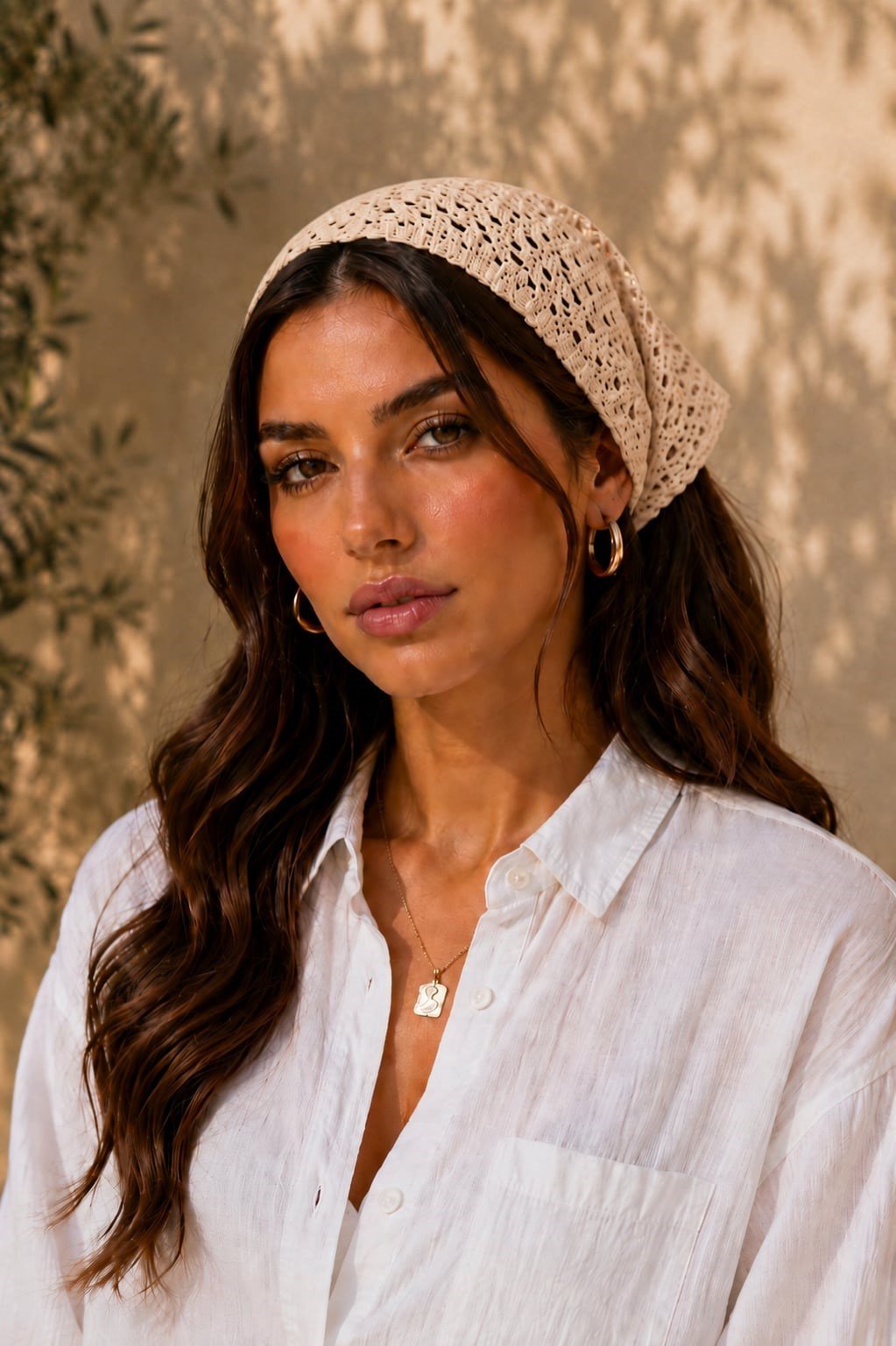 Triko Delikli Örgü Bandana