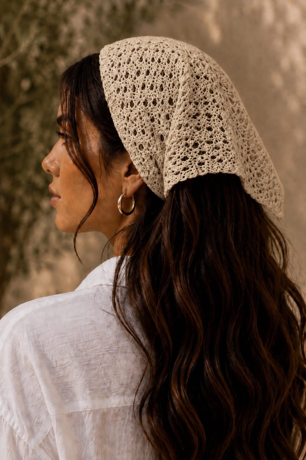 Triko Delikli Örgü Bandana