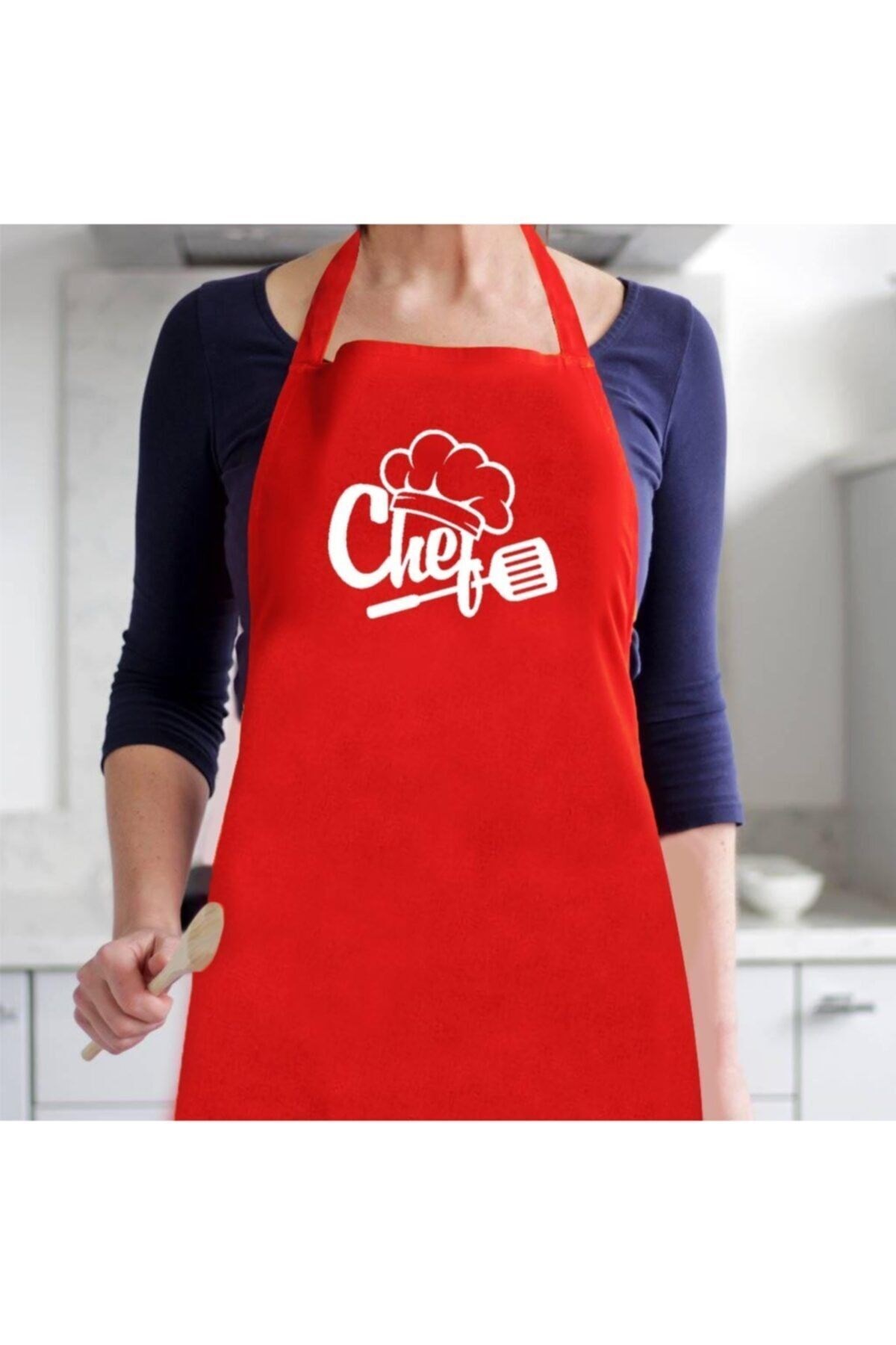 Turuncu Önlük Chef Aşçı Şef Mutfak Önlüğü