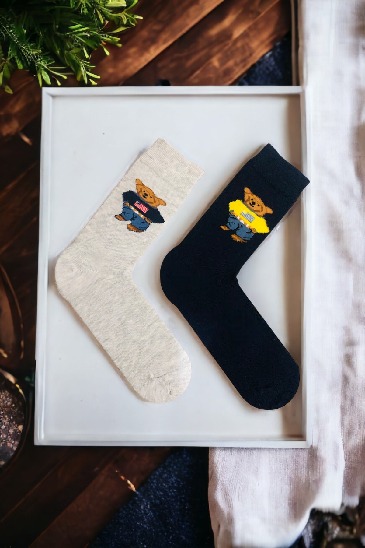 Unisex 2'li Teddy Bear Ayıcık Desenli Kaliteli Çorap