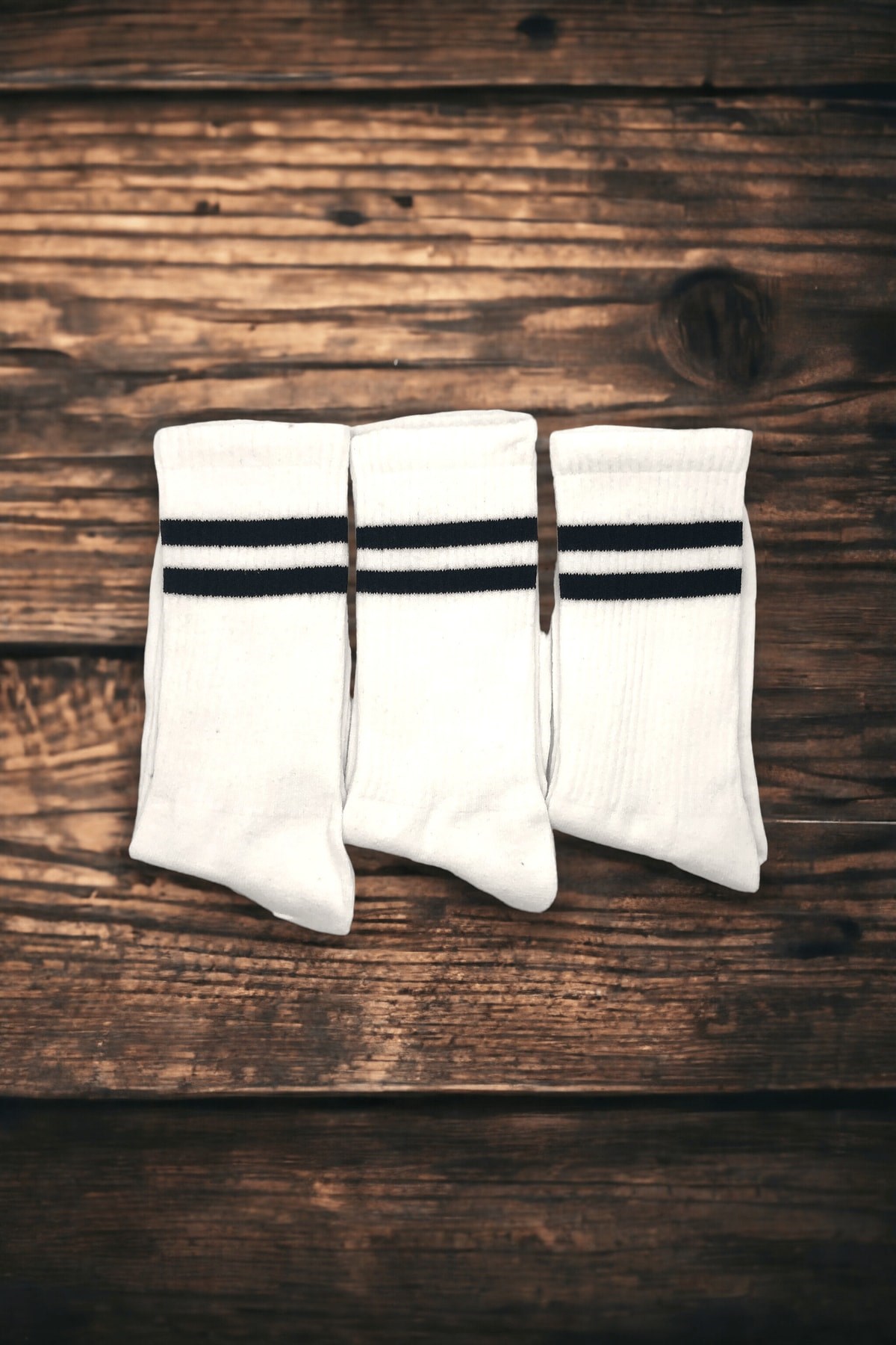 Unisex 3'lü Beyaz Fitilli Tenis Çorabı
