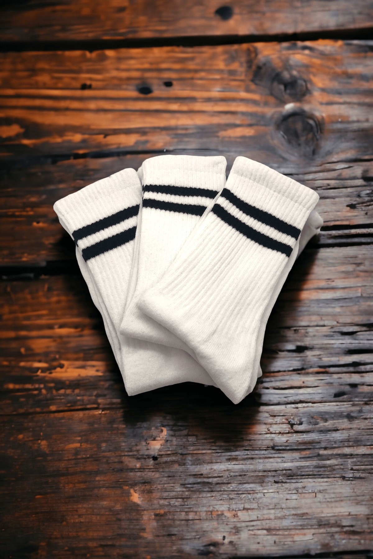 Unisex 3'lü Beyaz Fitilli Tenis Çorabı