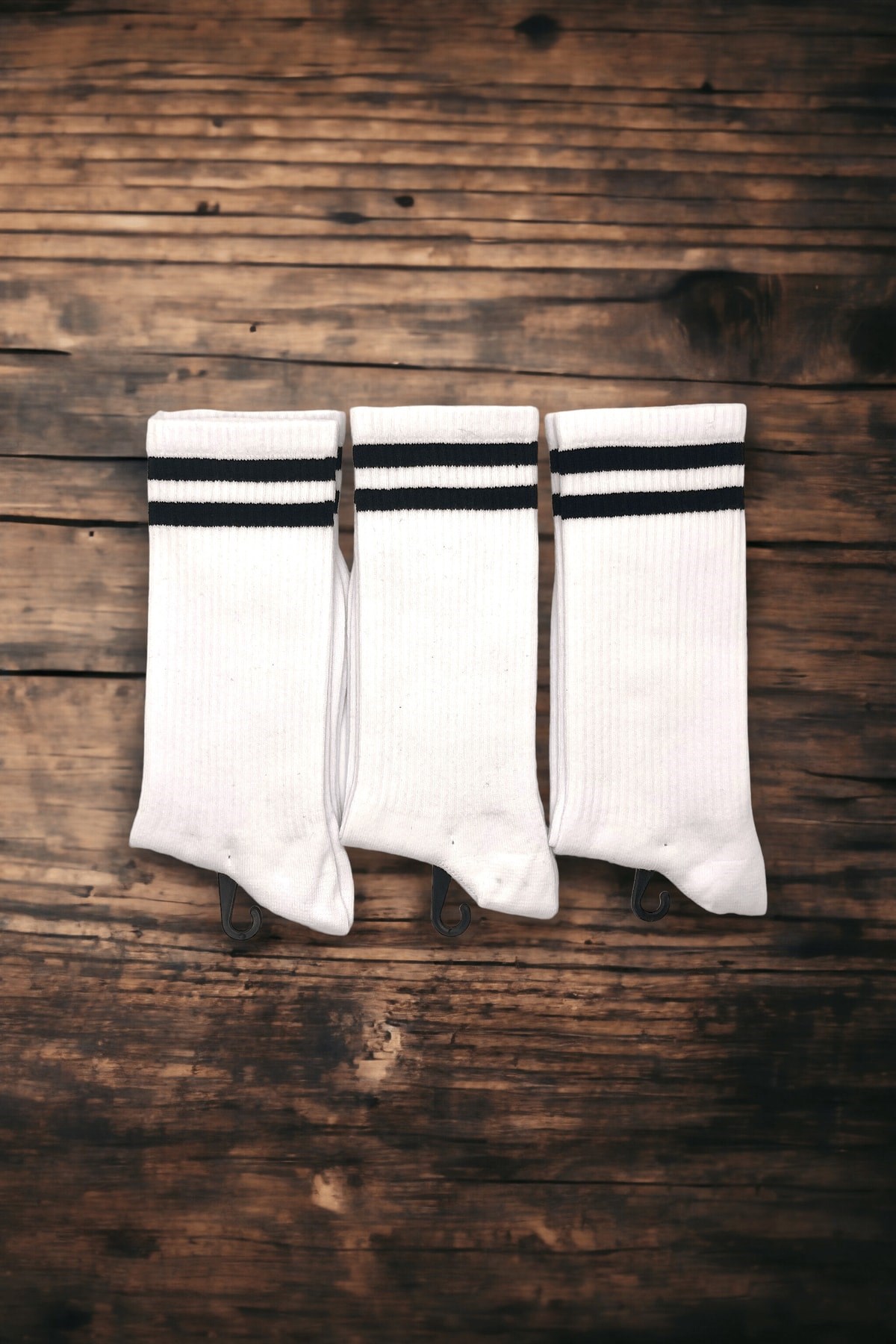 Unisex 3'lü Beyaz Yüksek Kalite Yıkamalı Fitilli Tenis Çorabı
