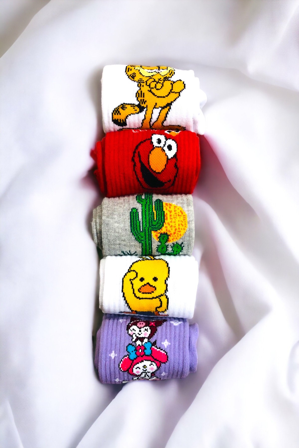 Unisex 5 Çift Desenli Fitilli Kolej Çorap Seti