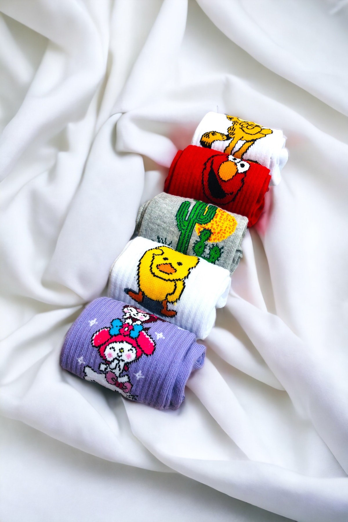 Unisex 5 Çift Desenli Fitilli Kolej Çorap Seti