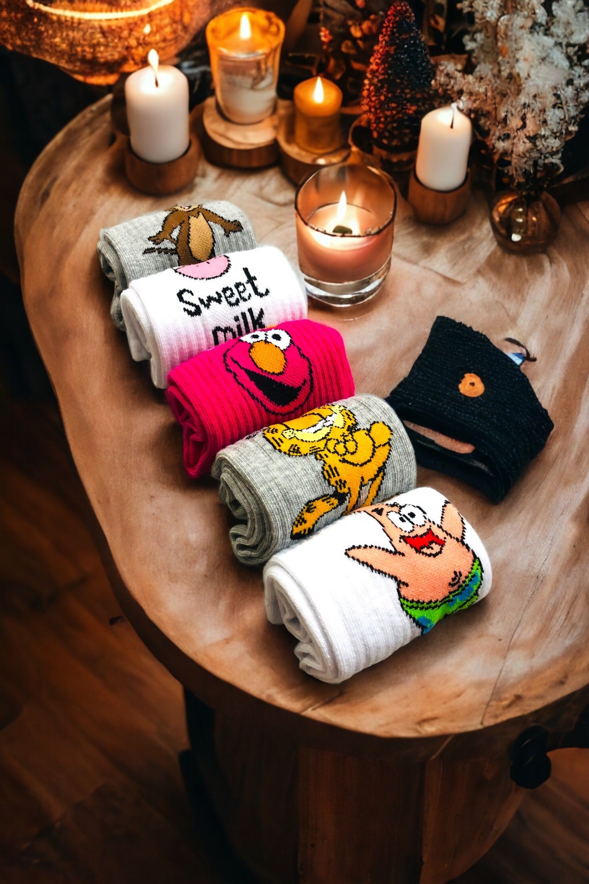Unisex 5 Çift Desenli Fitilli Kolej Çorap Seti