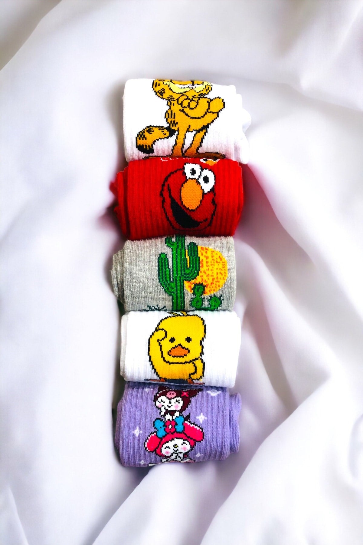 Unisex 5 Çift Desenli Fitilli Kolej Çorap Seti