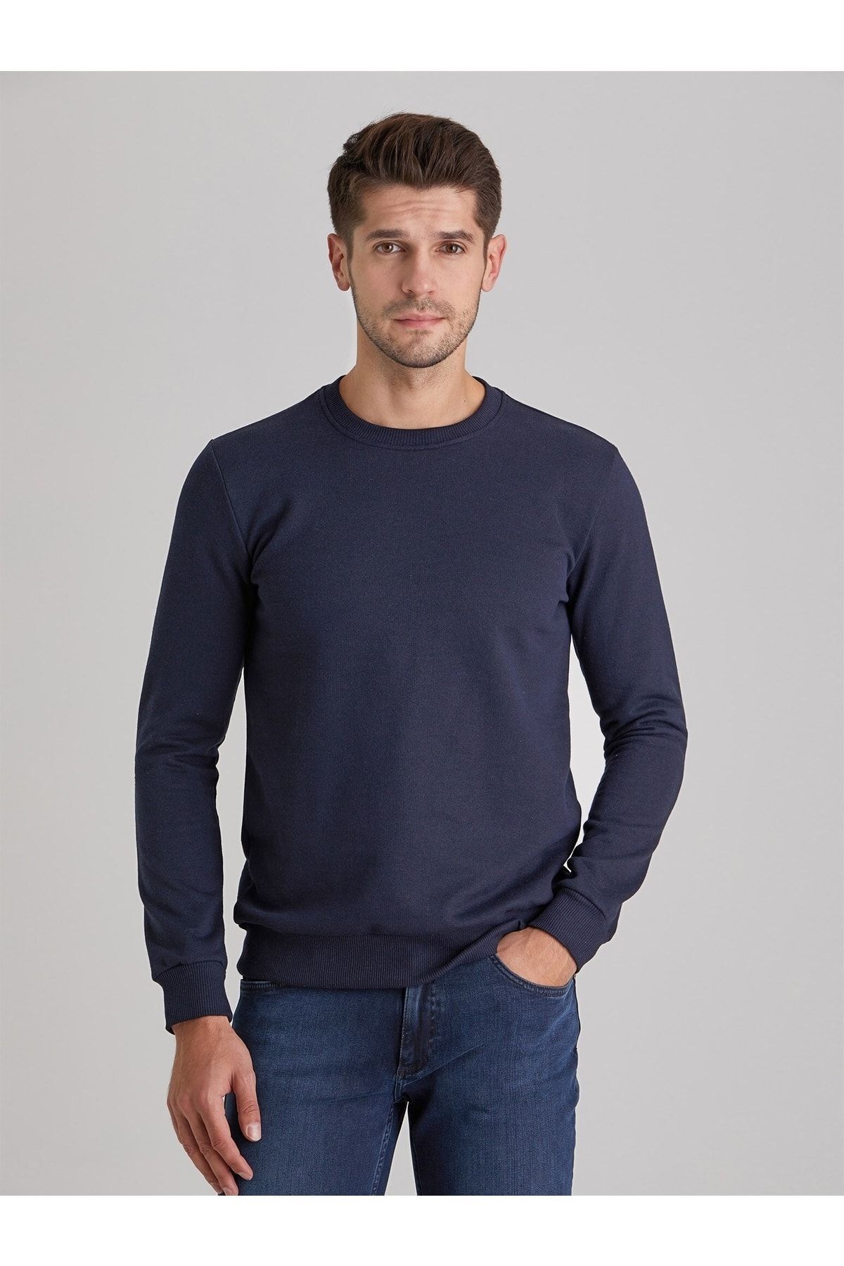 Unisex Açık Lacivert Basic Sweatshirt