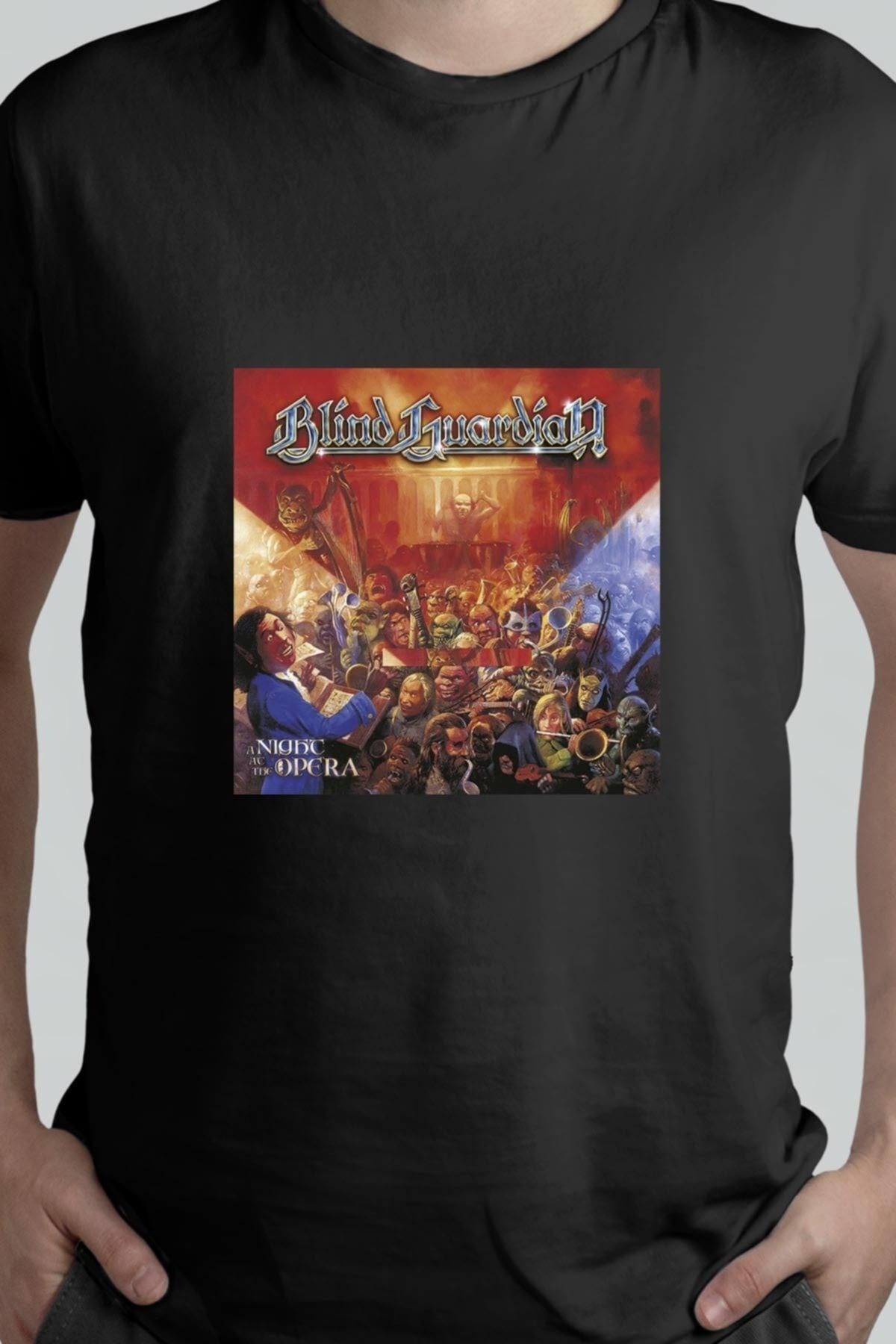 Unisex Beyaz Tasarım T-shirt Blind Guardian Night At The Opera