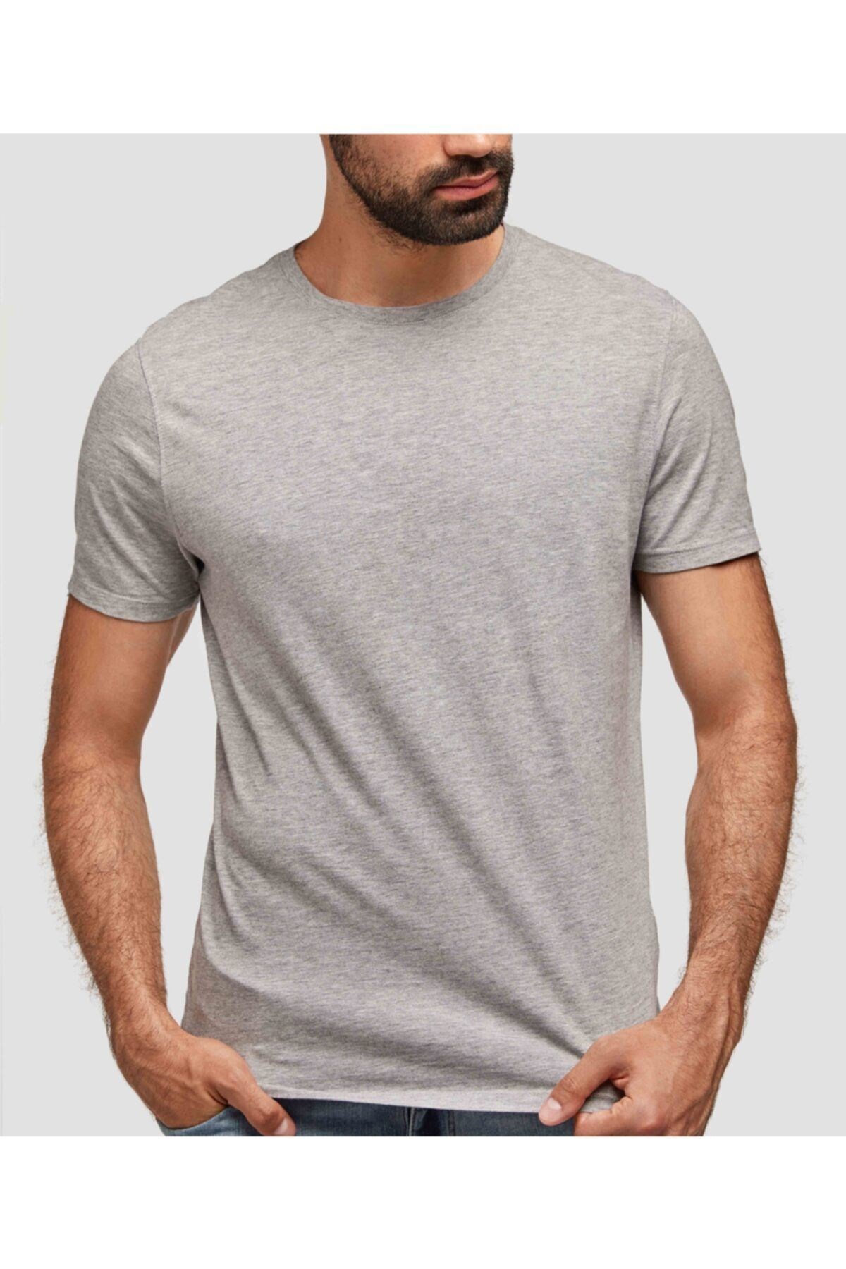 Unisex  Bisiklet Yaka Basic Örme T-shirt %100 Pamuk 3'lü
