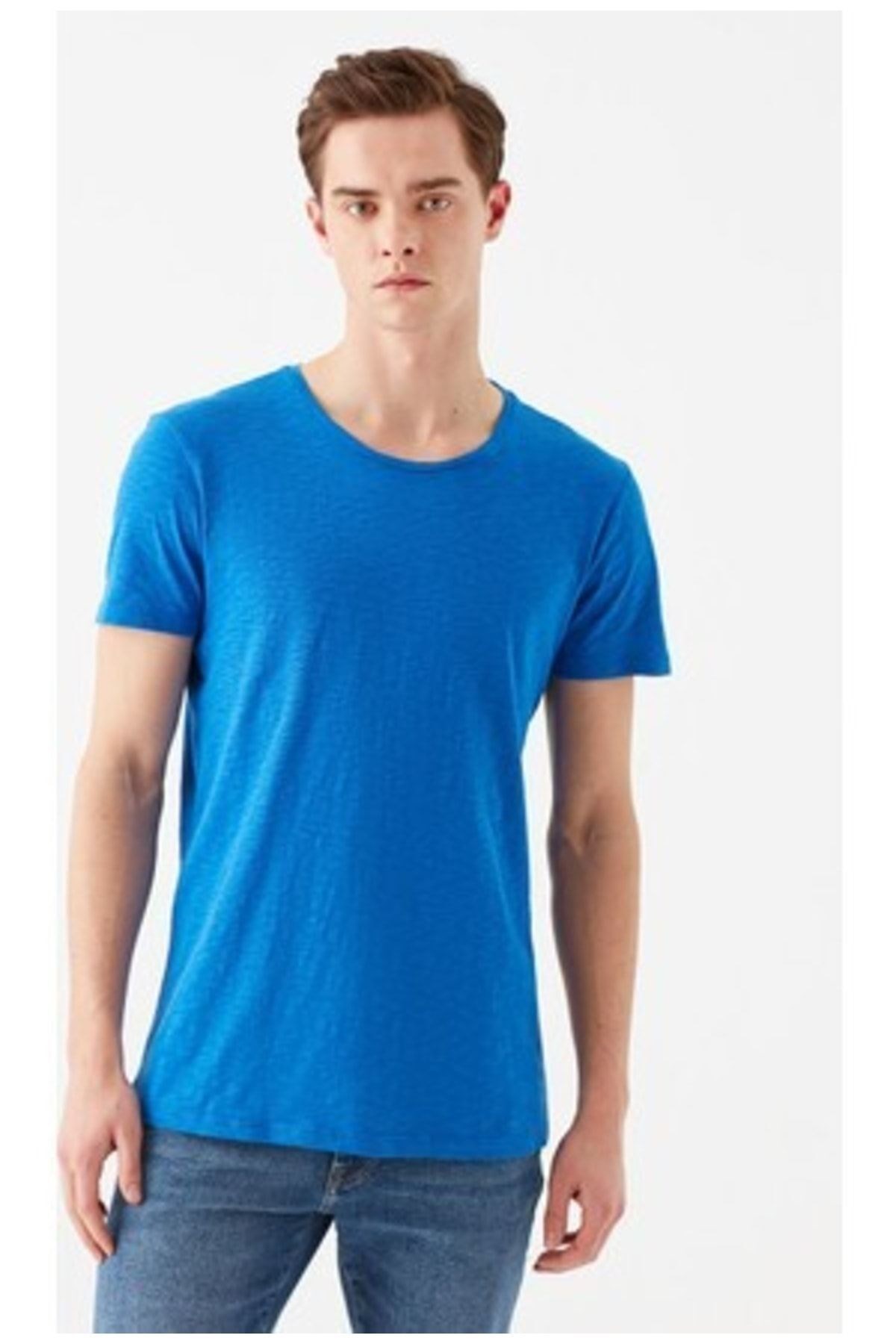 Unisex Deniz Mavi Basic T-shirt