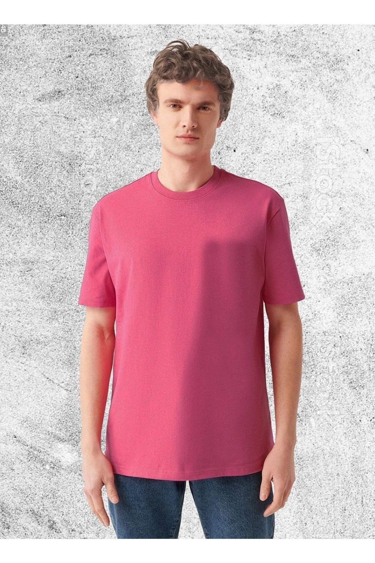 Unisex Koyu Pembe Basic T-shirt