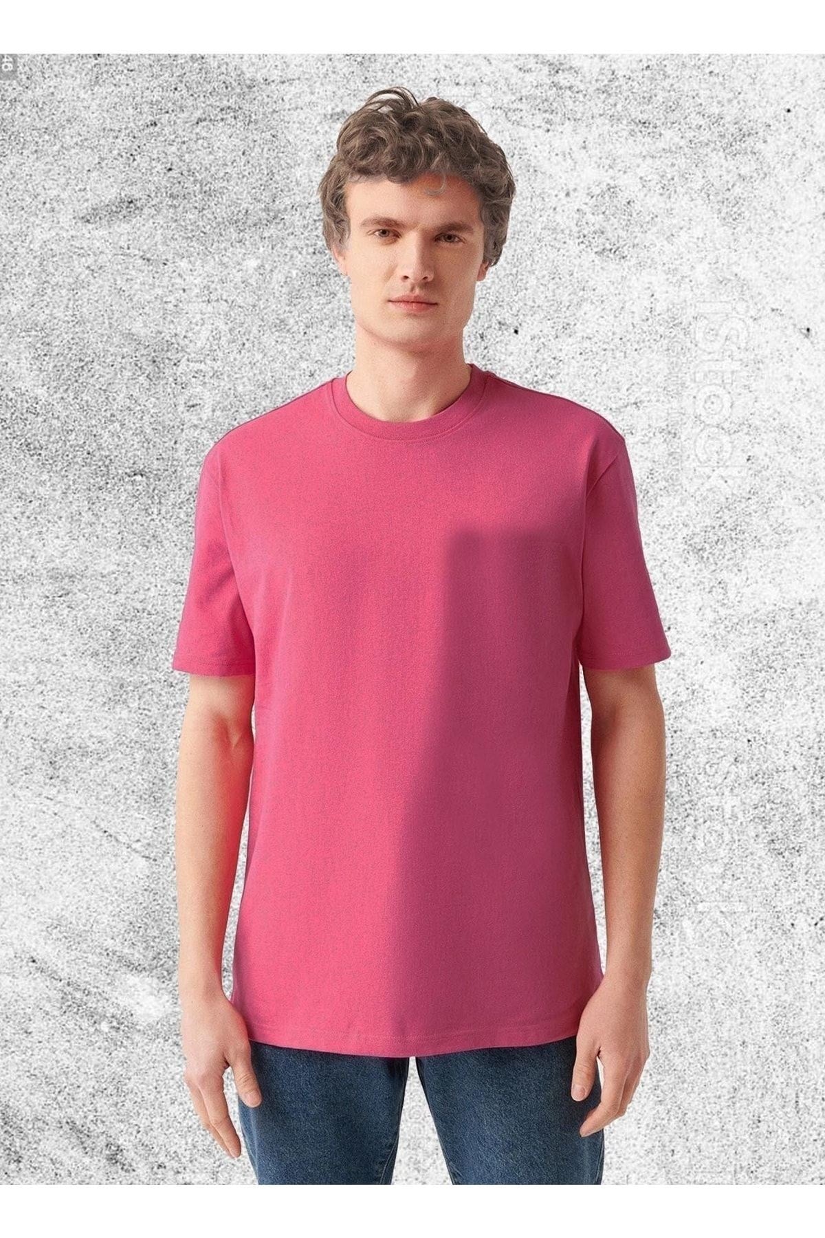 Unisex Koyu Pembe Basic T-shirt