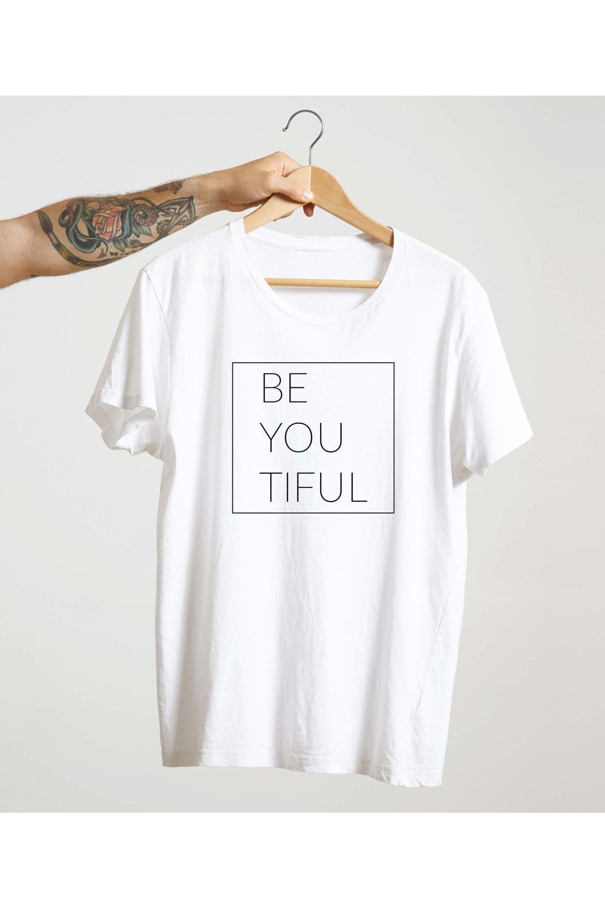 Unisex Siyah %100 Pamuk Bisiklet Yaka Basic Örme T-shirt Be You