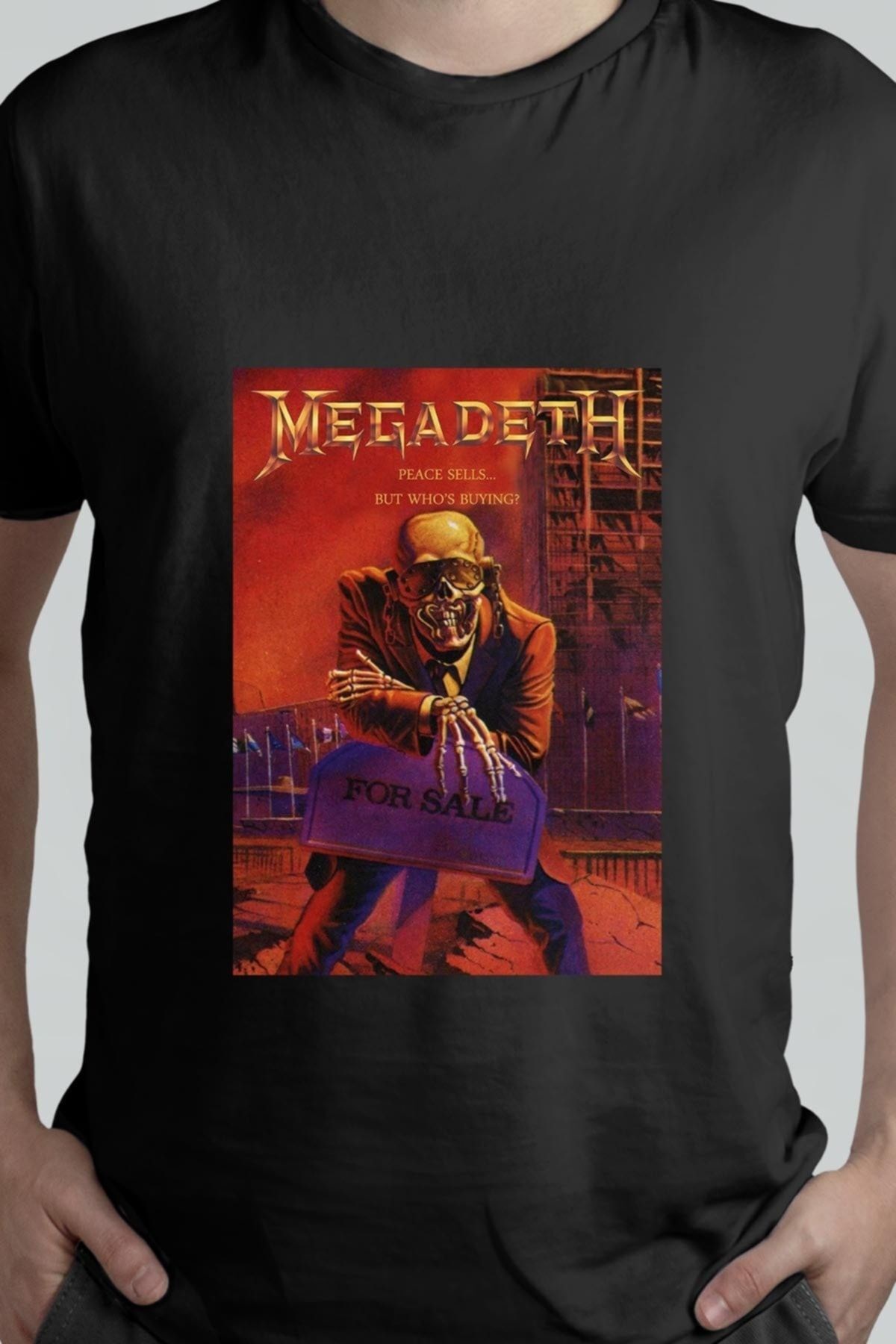 Unisex Siyah Tasarım T-shirt Megadeth Peace Sells