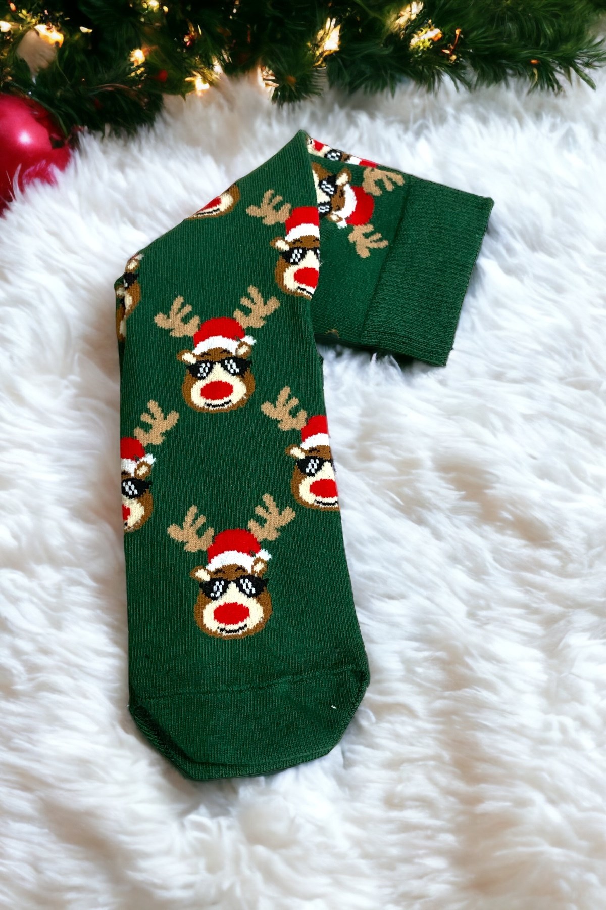 Unisex Yeni Yıl Yılbaşı Temalı 1 Çift Soket Çorap Seti