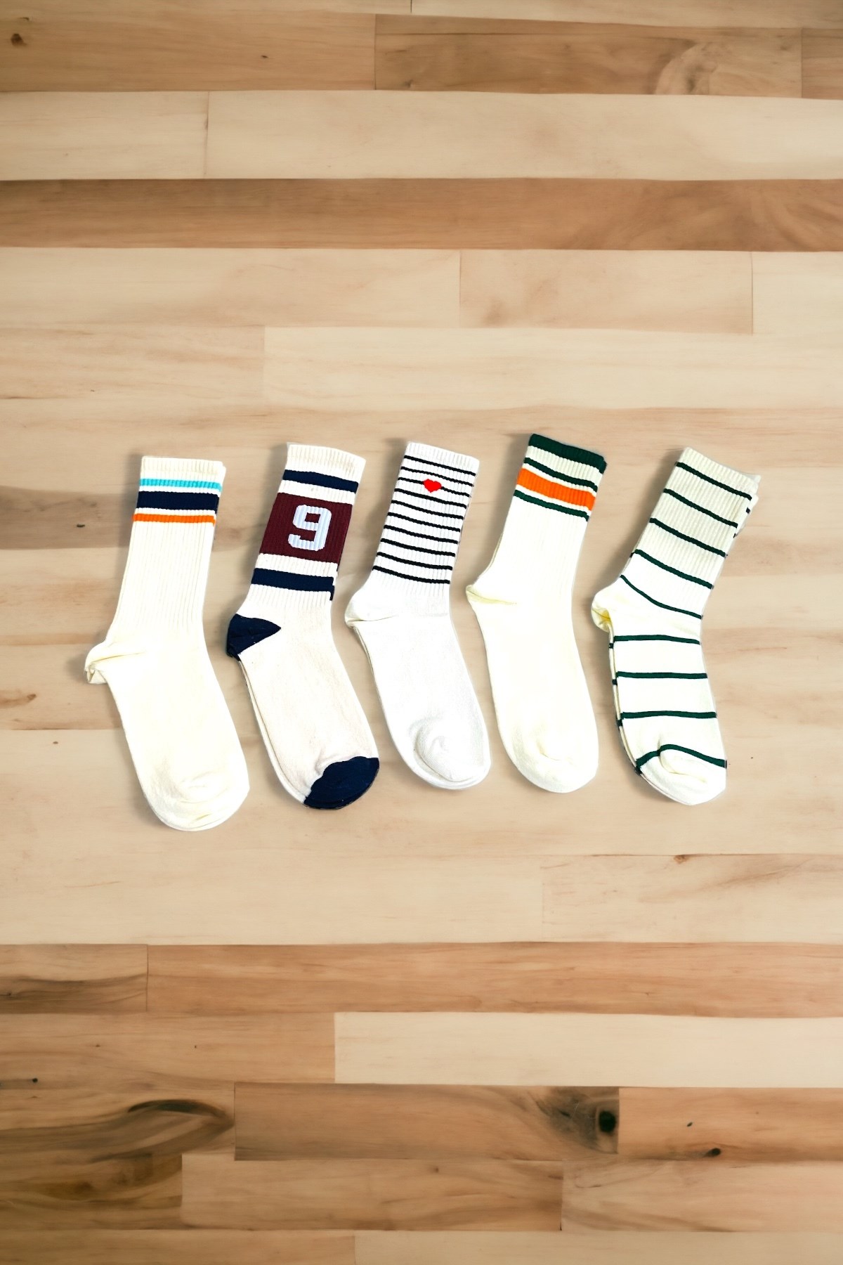 Unisex Yüksek Kalite Yıkamalı Fitilli 5 Çift Tenis Çorabı