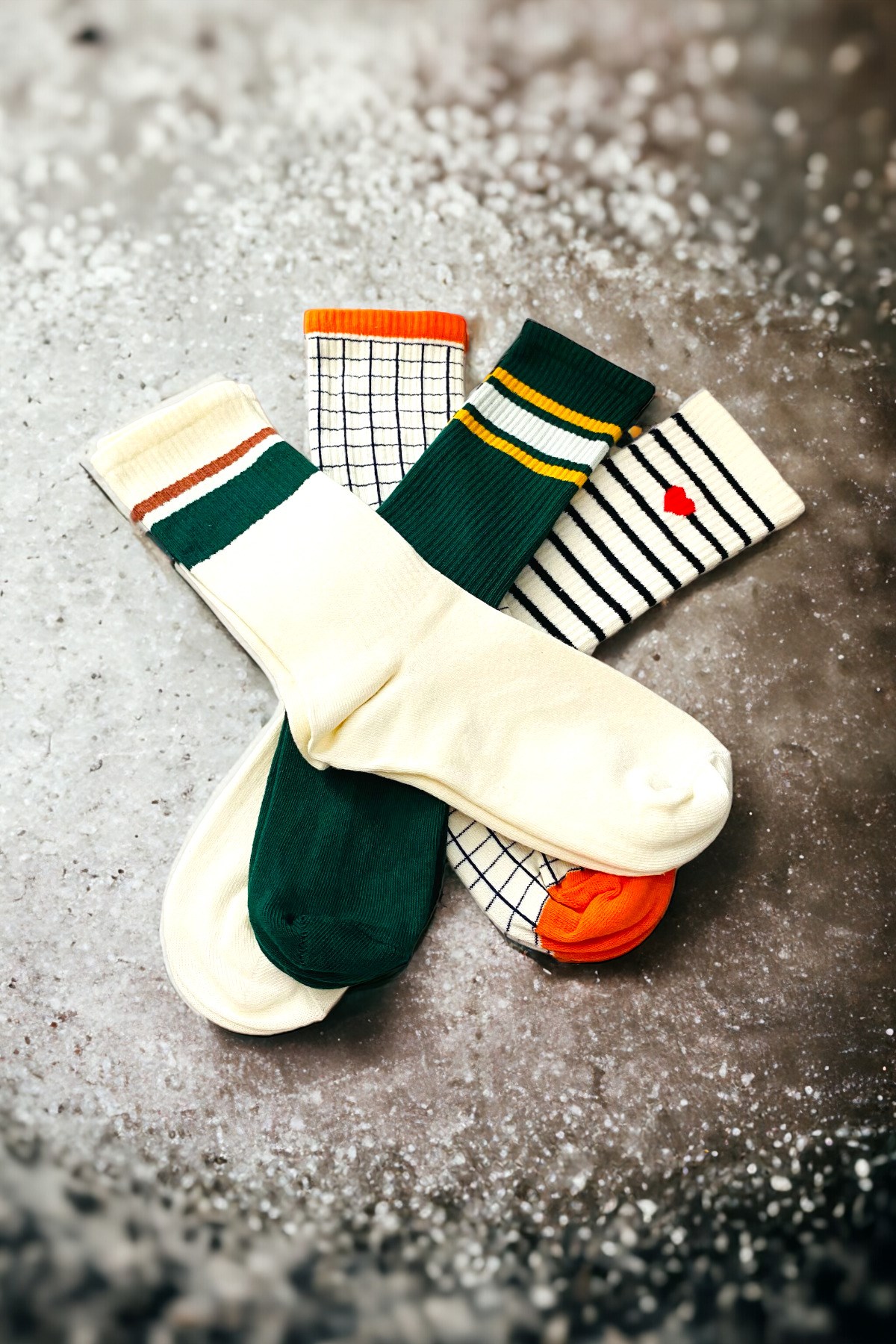 Unisex Yüksek Kalite Yıkamalı Fitilli 4 Çift Tenis Çorabı