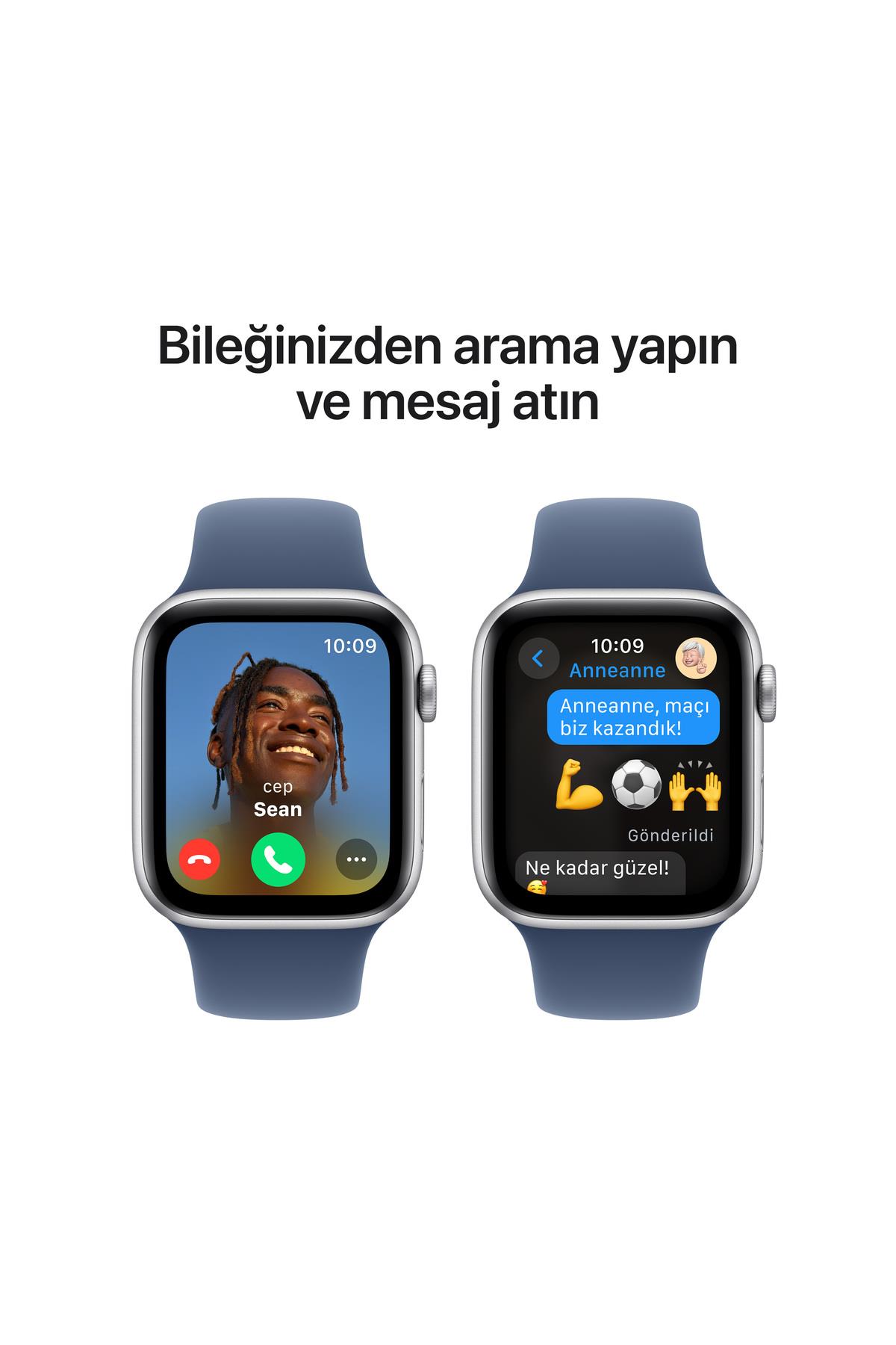 Watch SE GPS 44mm Gümüş Alüminyum Kasa + Kot Rengi Spor Kordon - S/M
